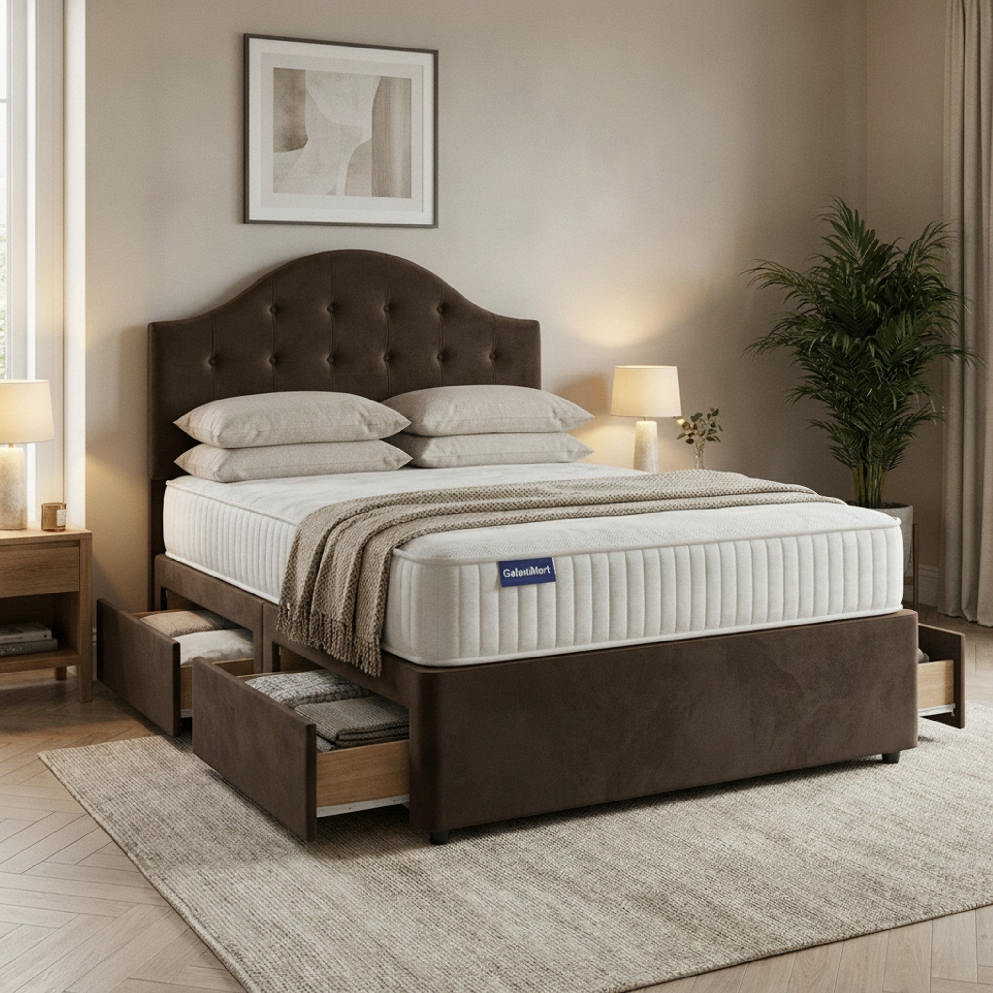 Artisan Divan Bed with Storage | Single, Double & King Size | 25 Fabric Colours
