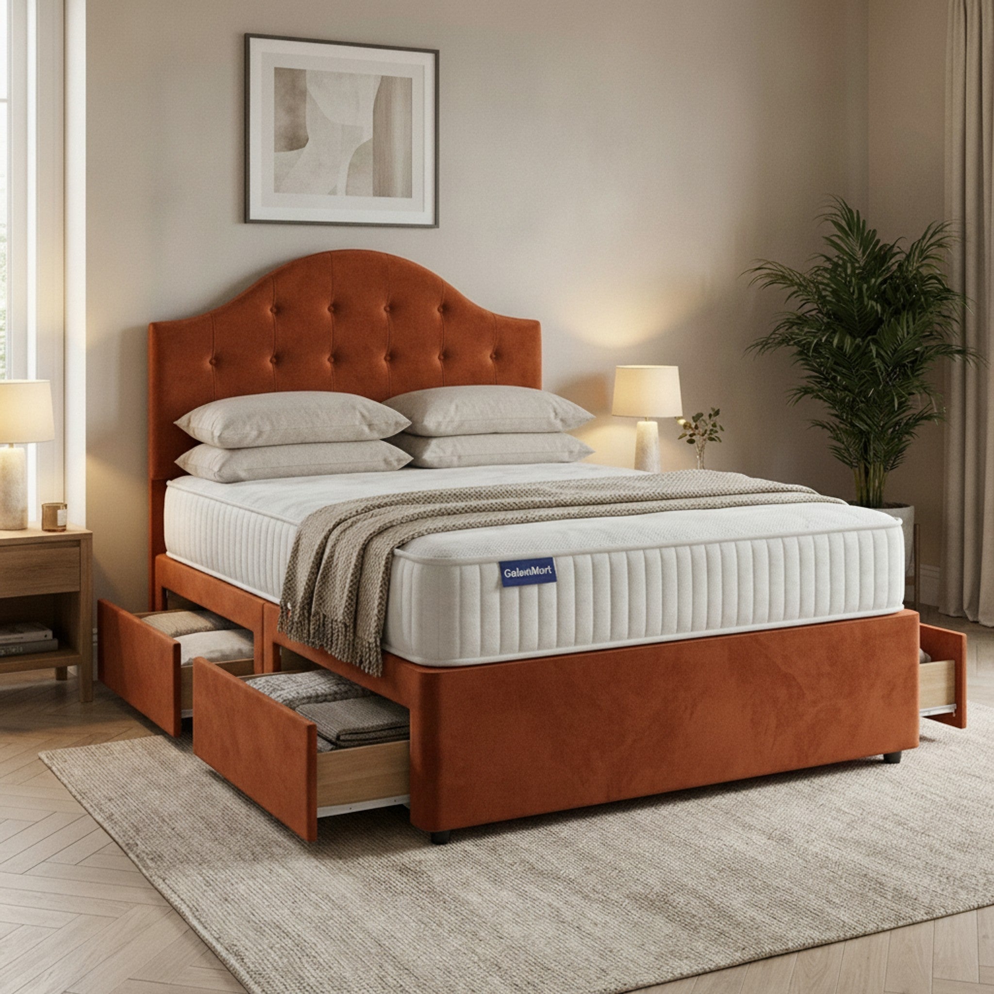 Artisan Divan Bed with Storage | Single, Double & King Size | 25 Fabric Colours