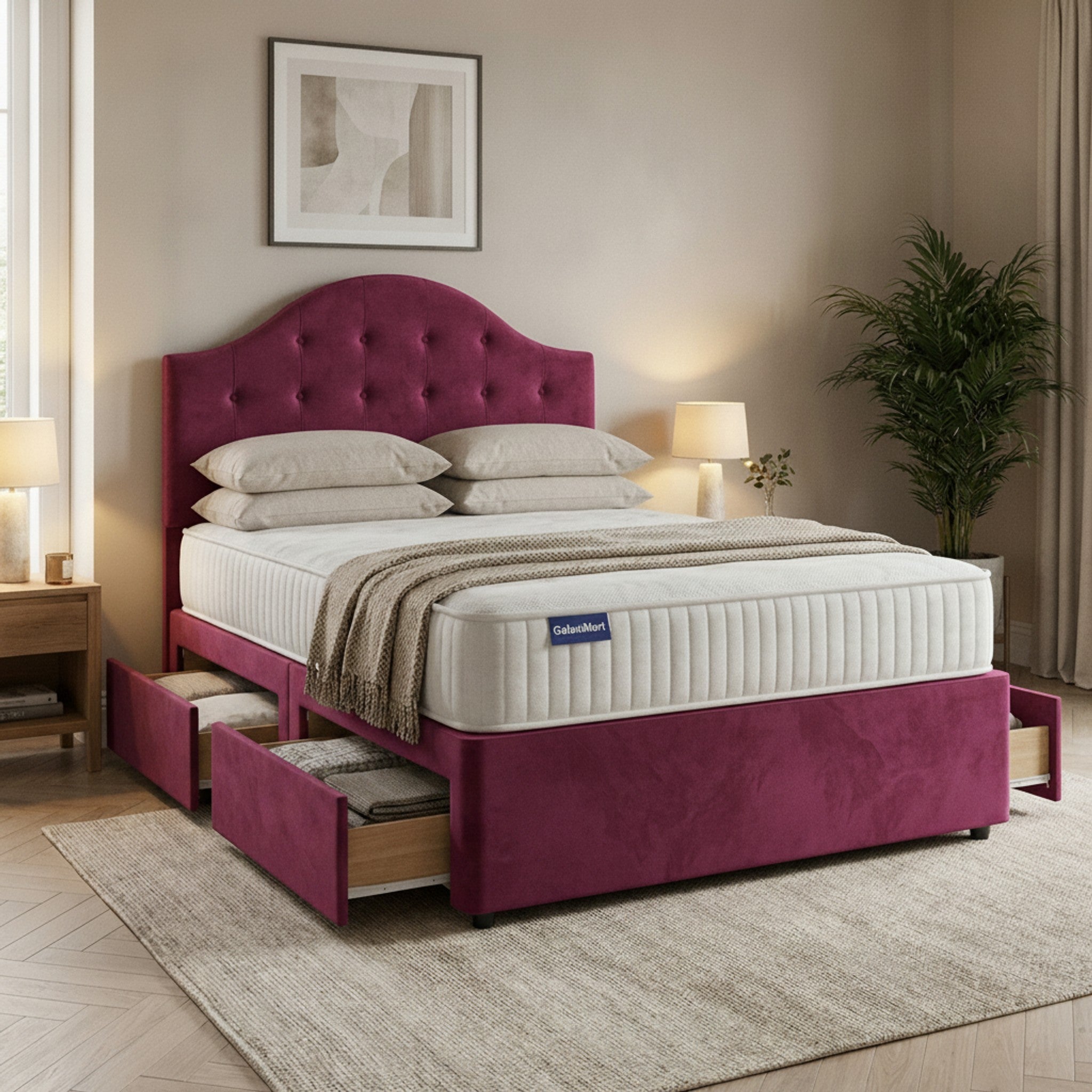 Artisan Divan Bed with Storage | Single, Double & King Size | 25 Fabric Colours