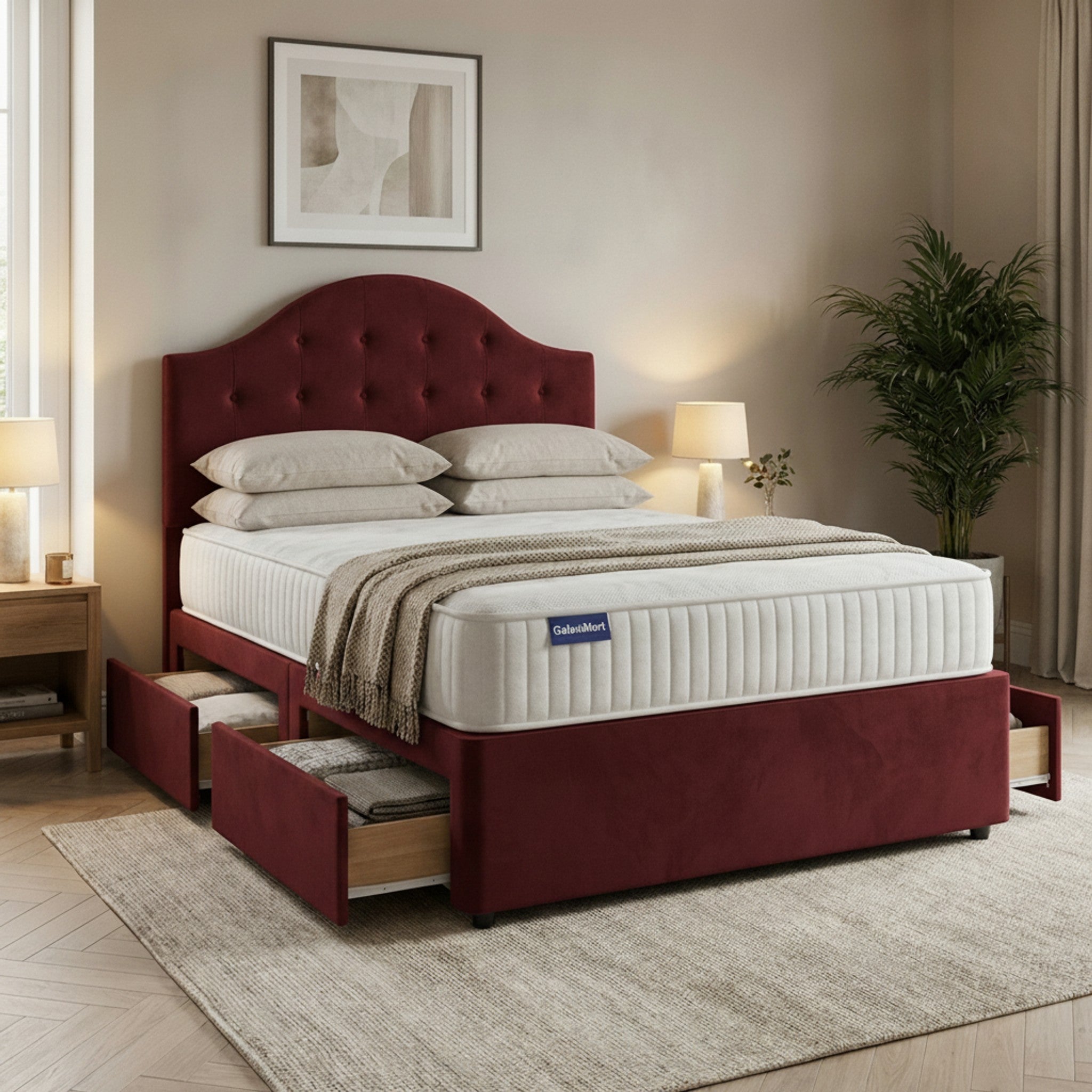 Artisan Divan Bed with Storage | Single, Double & King Size | 25 Fabric Colours