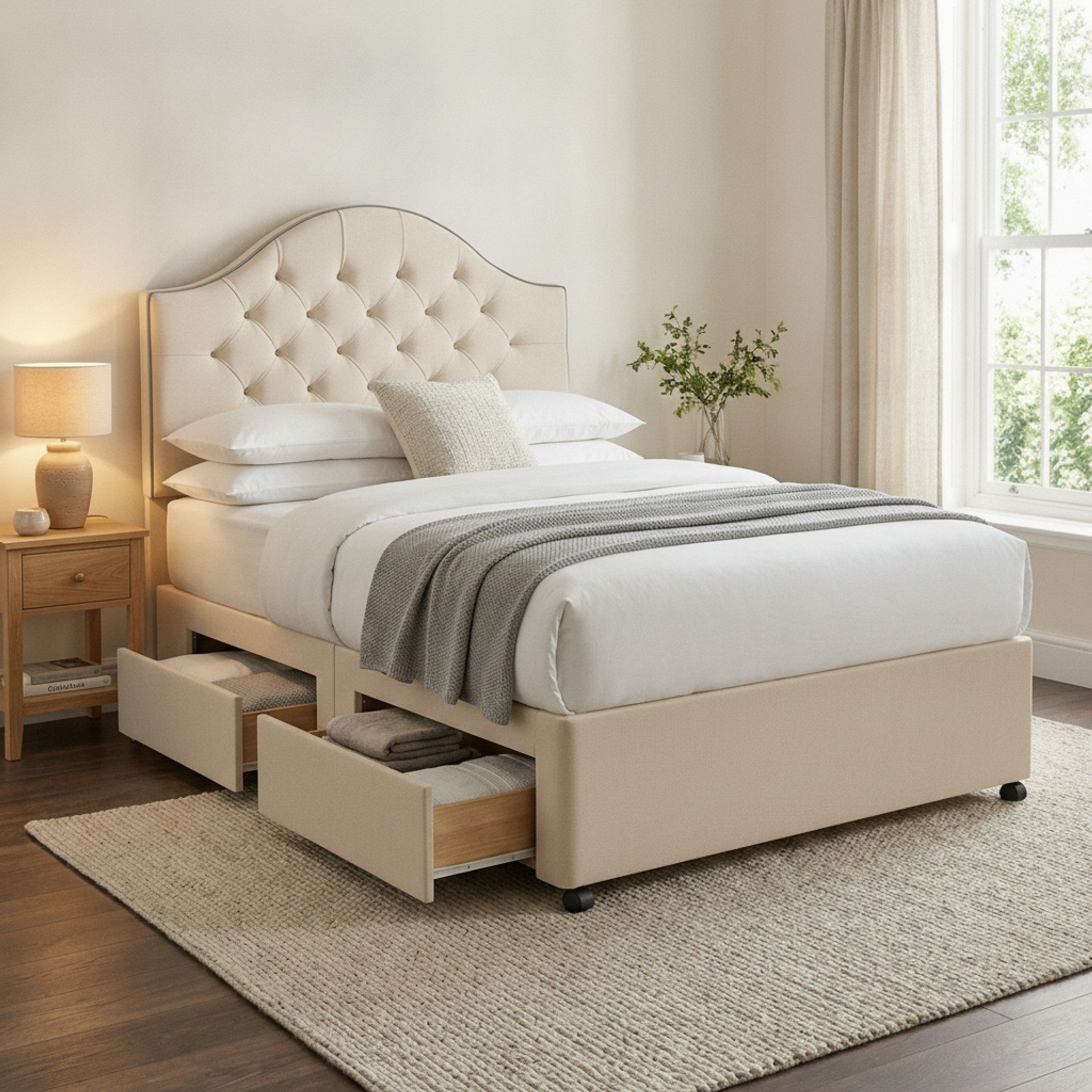 Artisan Divan Bed with Storage | Single, Double & King Size | 25 Fabric Colours