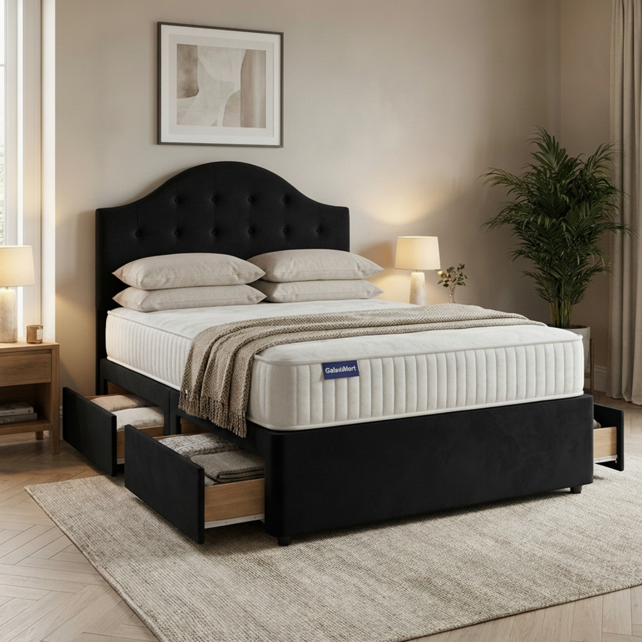 Artisan Divan Bed with Storage | Single, Double & King Size | 25 Fabric Colours