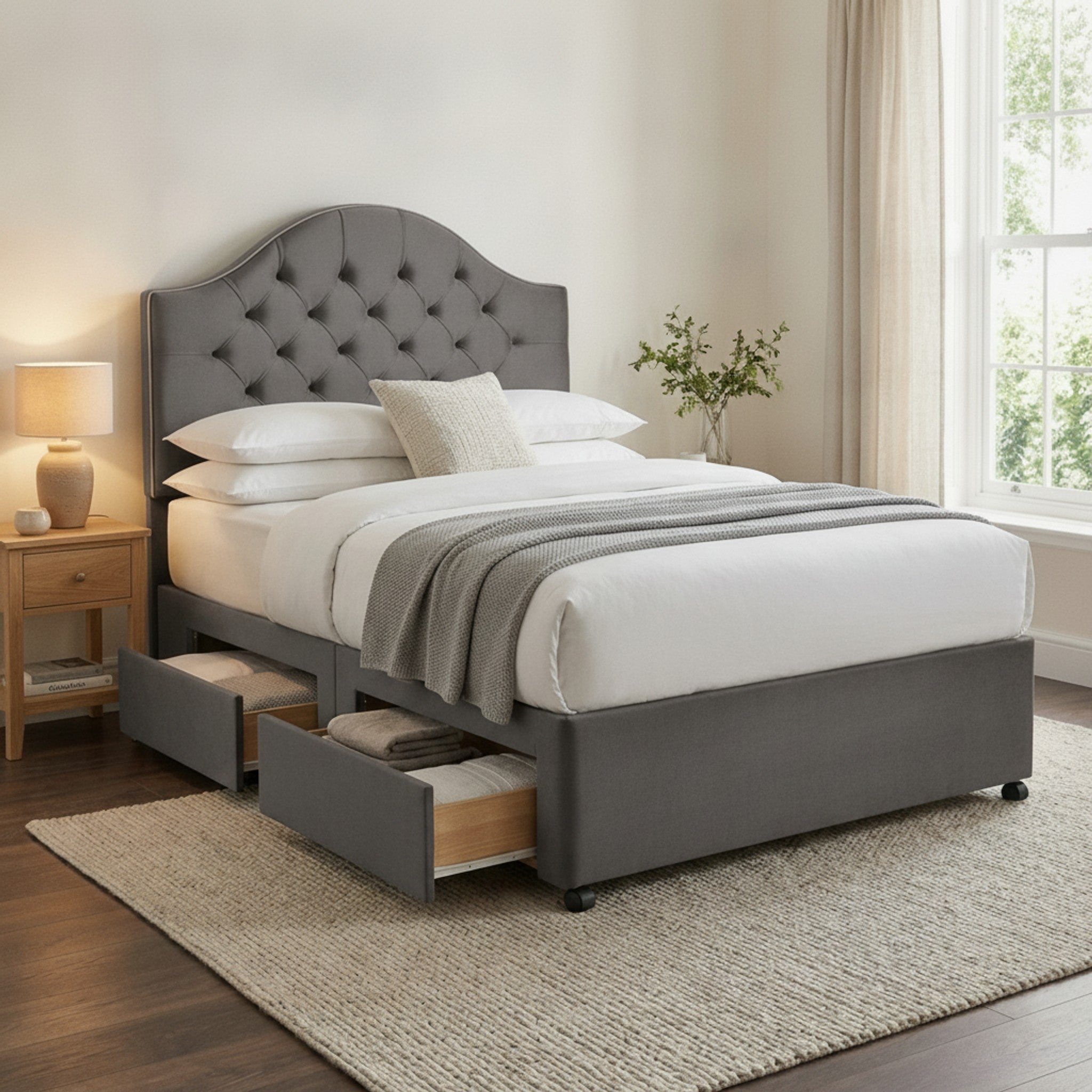 Artisan Divan Bed with Storage | Single, Double & King Size | 25 Fabric Colours