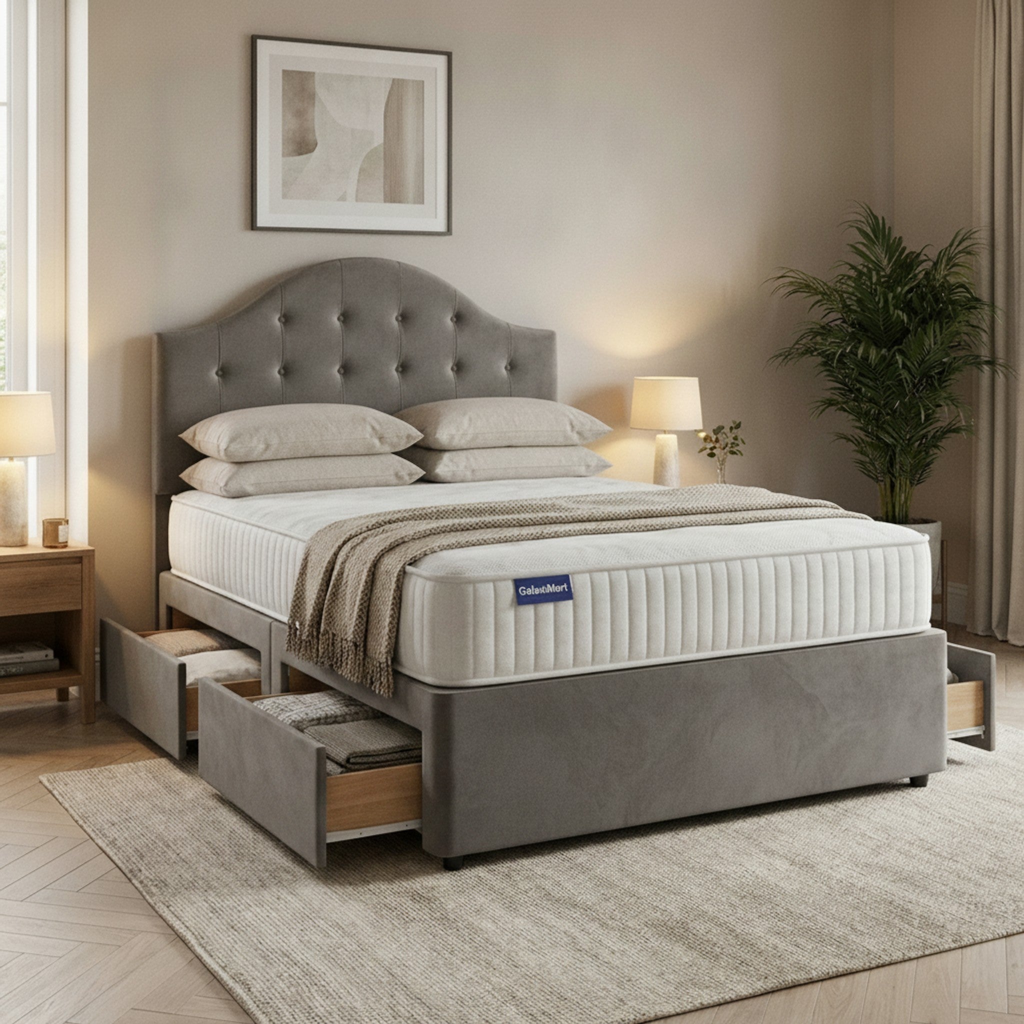 Artisan Divan Bed with Storage | Single, Double & King Size | 25 Fabric Colours