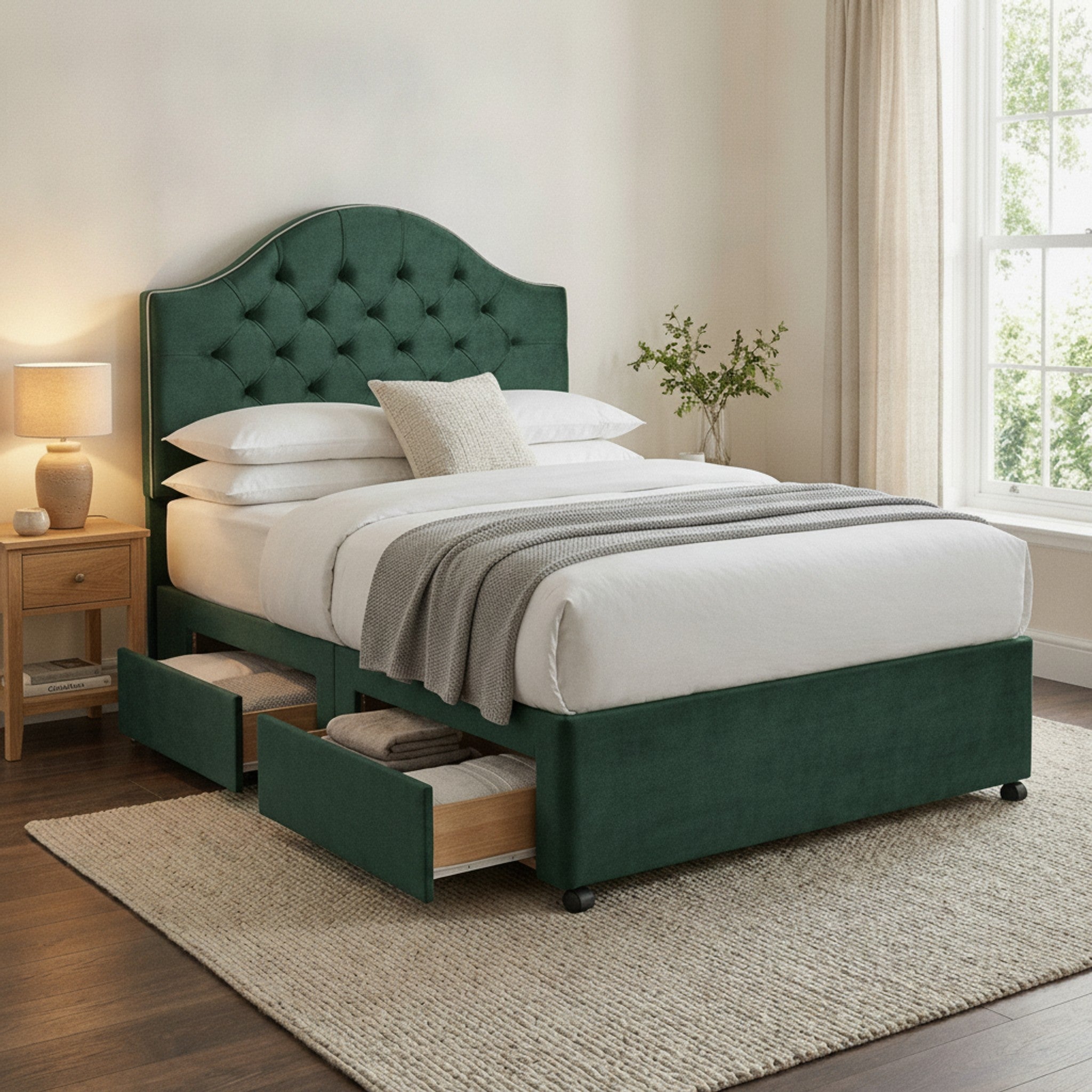 Artisan Divan Bed with Storage | Single, Double & King Size | 25 Fabric Colours