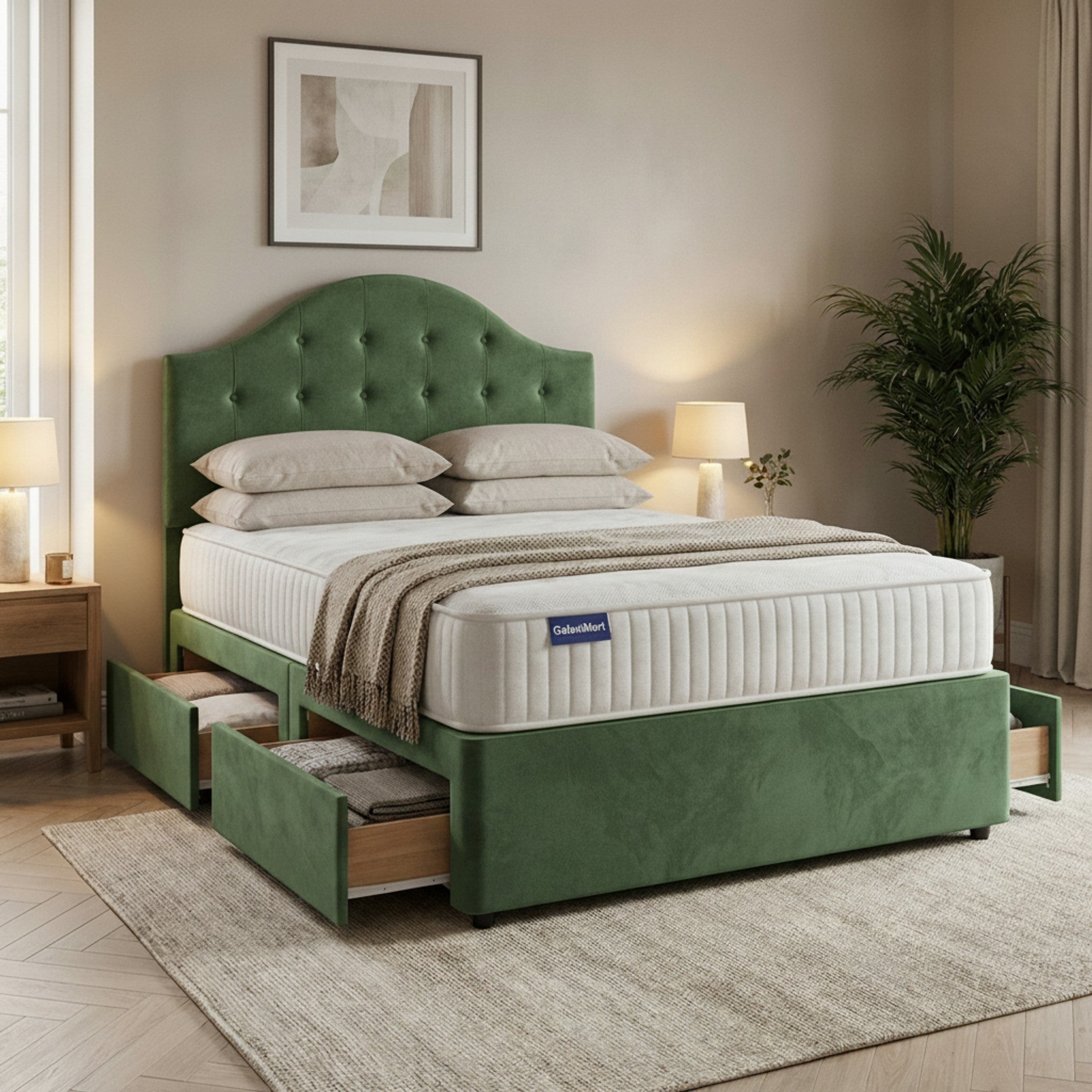 Artisan Divan Bed with Storage | Single, Double & King Size | 25 Fabric Colours