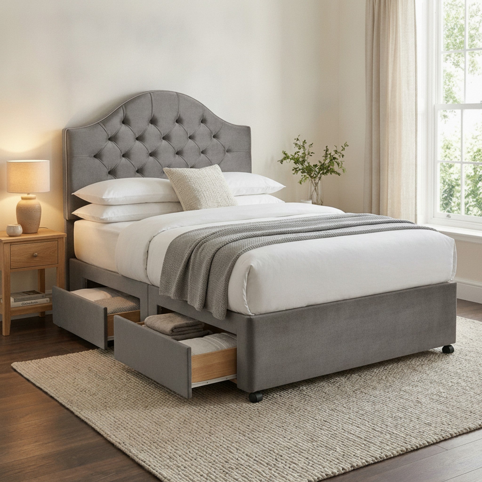 Artisan Divan Bed with Storage | Single, Double & King Size | 25 Fabric Colours