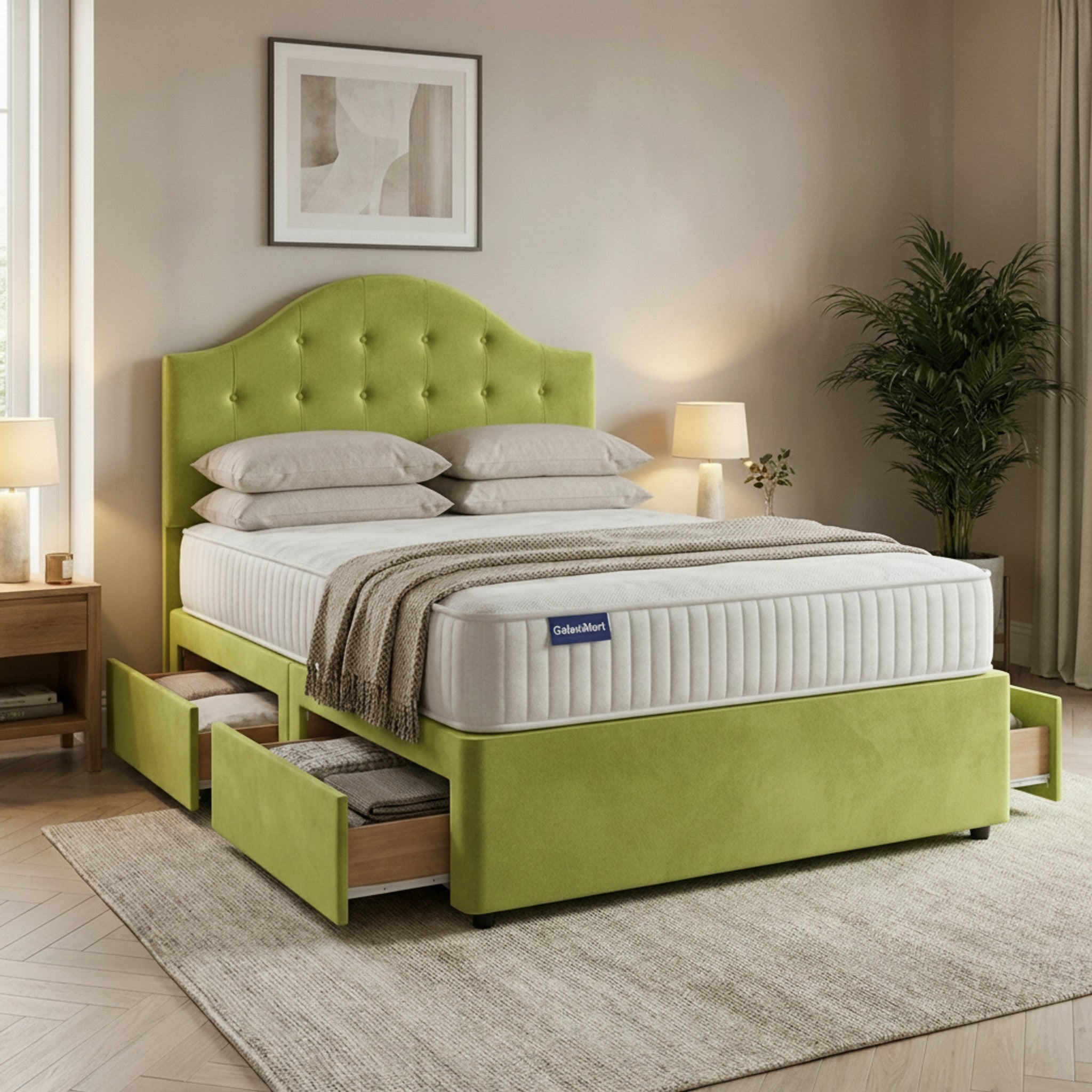 Artisan Divan Bed with Storage | Single, Double & King Size | 25 Fabric Colours