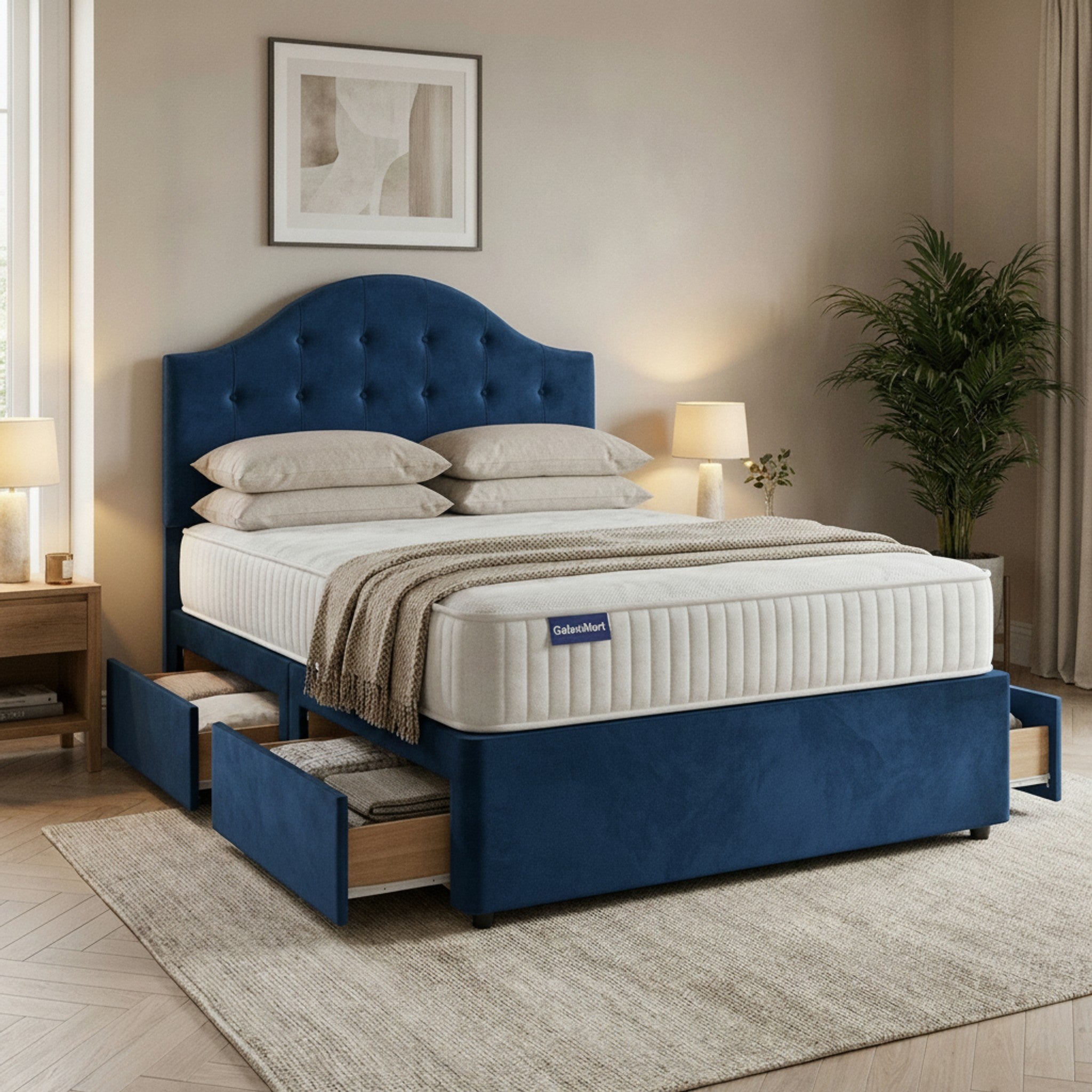 Artisan Divan Bed with Storage | Single, Double & King Size | 25 Fabric Colours