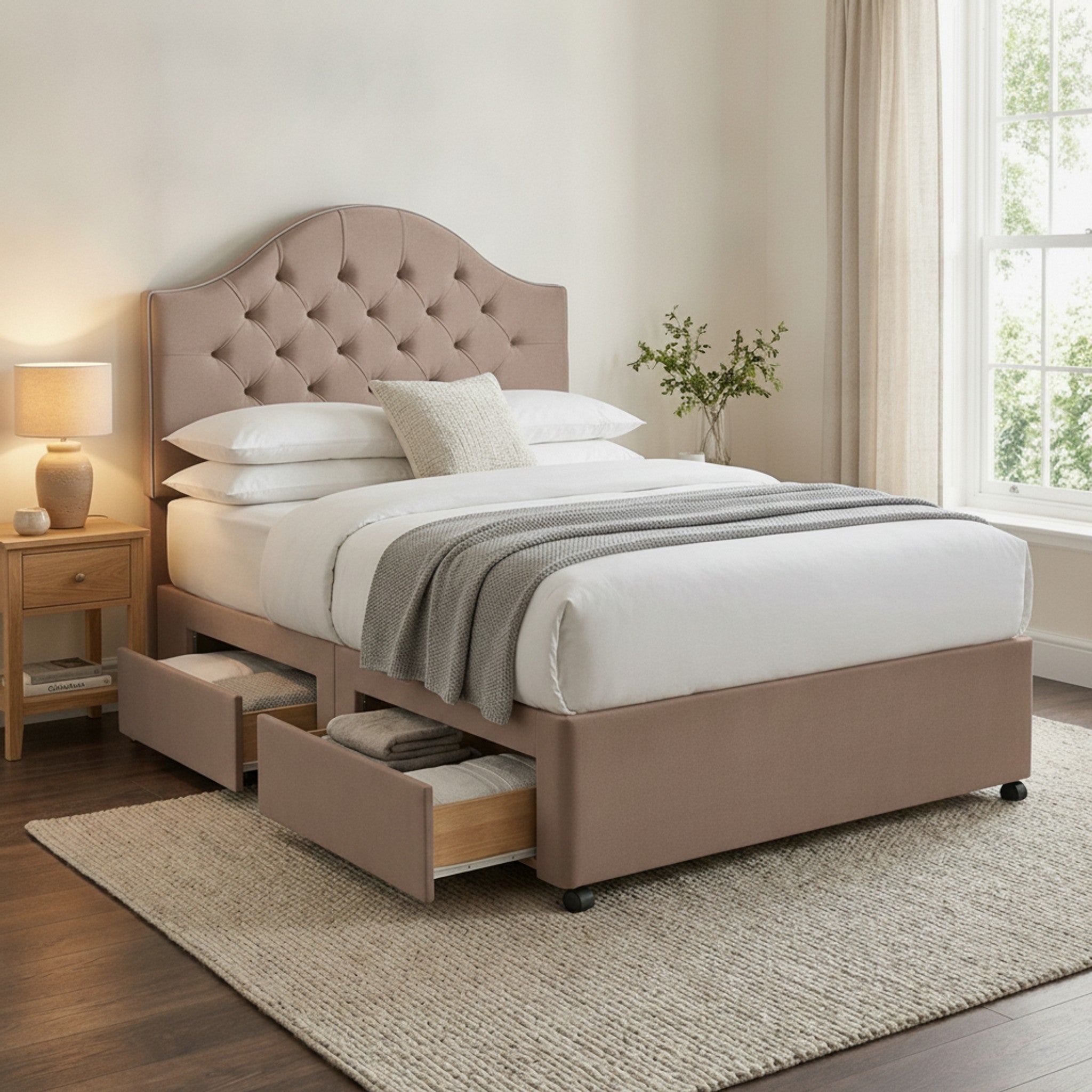 Artisan Divan Bed with Storage | Single, Double & King Size | 25 Fabric Colours