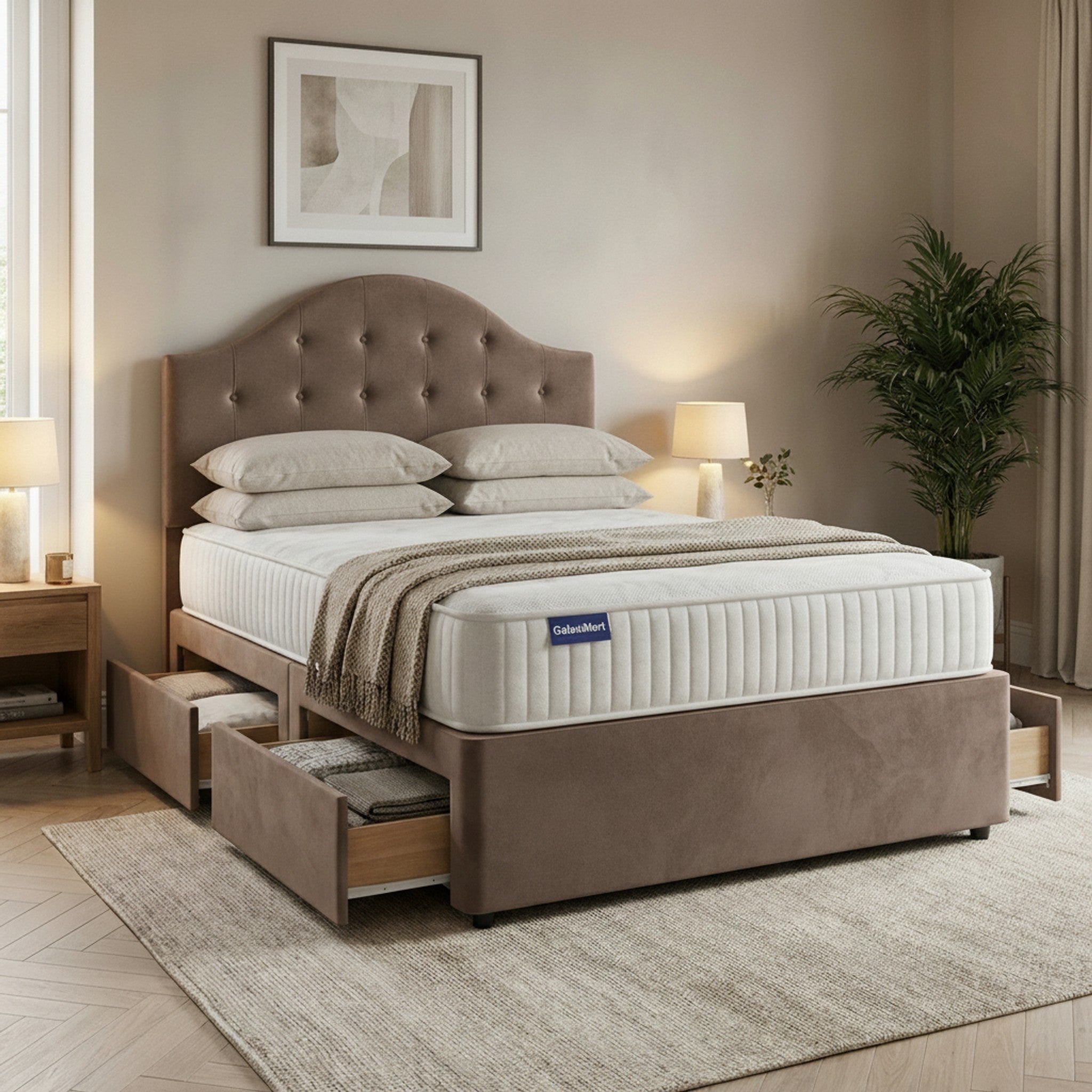 Artisan Divan Bed with Storage | Single, Double & King Size | 25 Fabric Colours