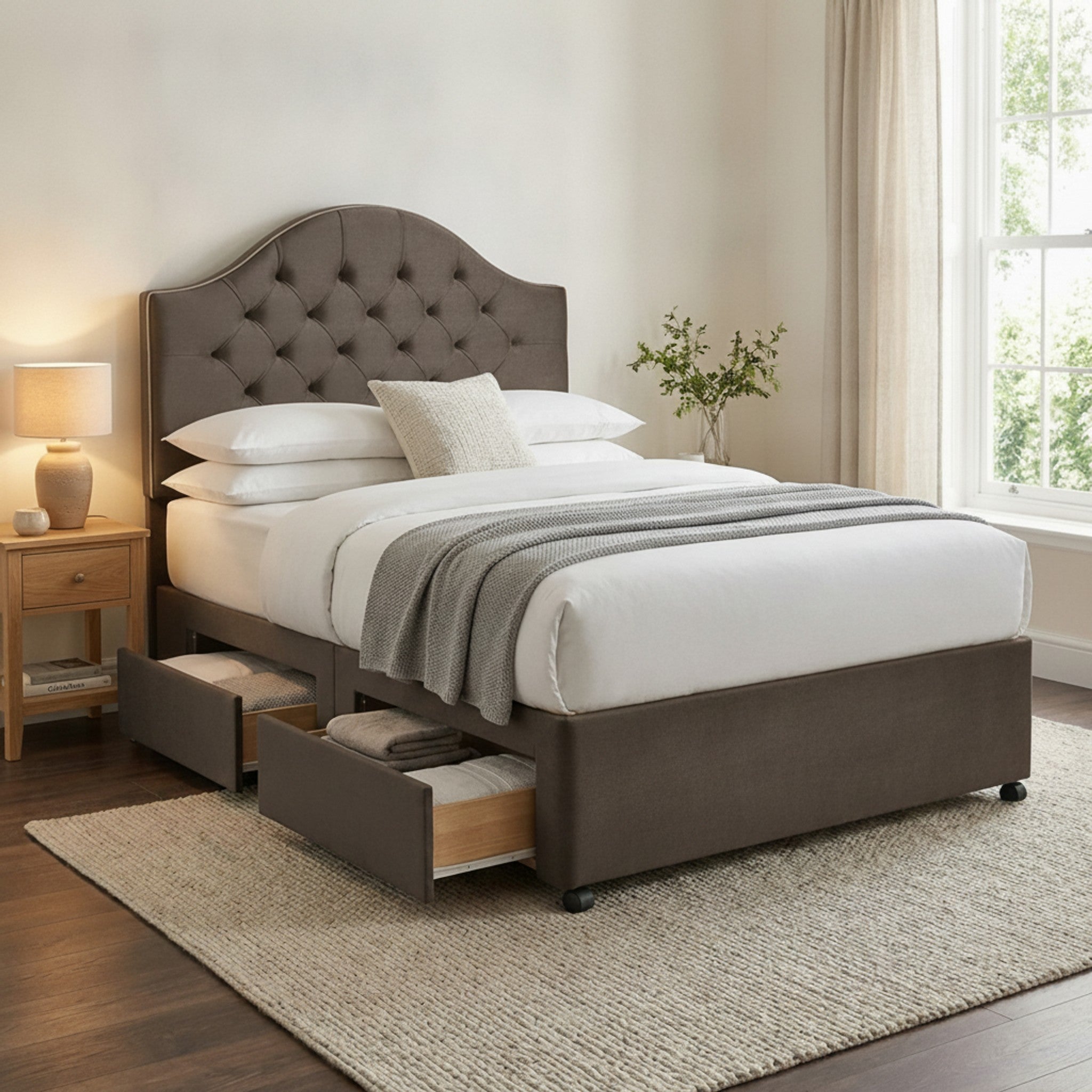 Artisan Divan Bed with Storage | Single, Double & King Size | 25 Fabric Colours