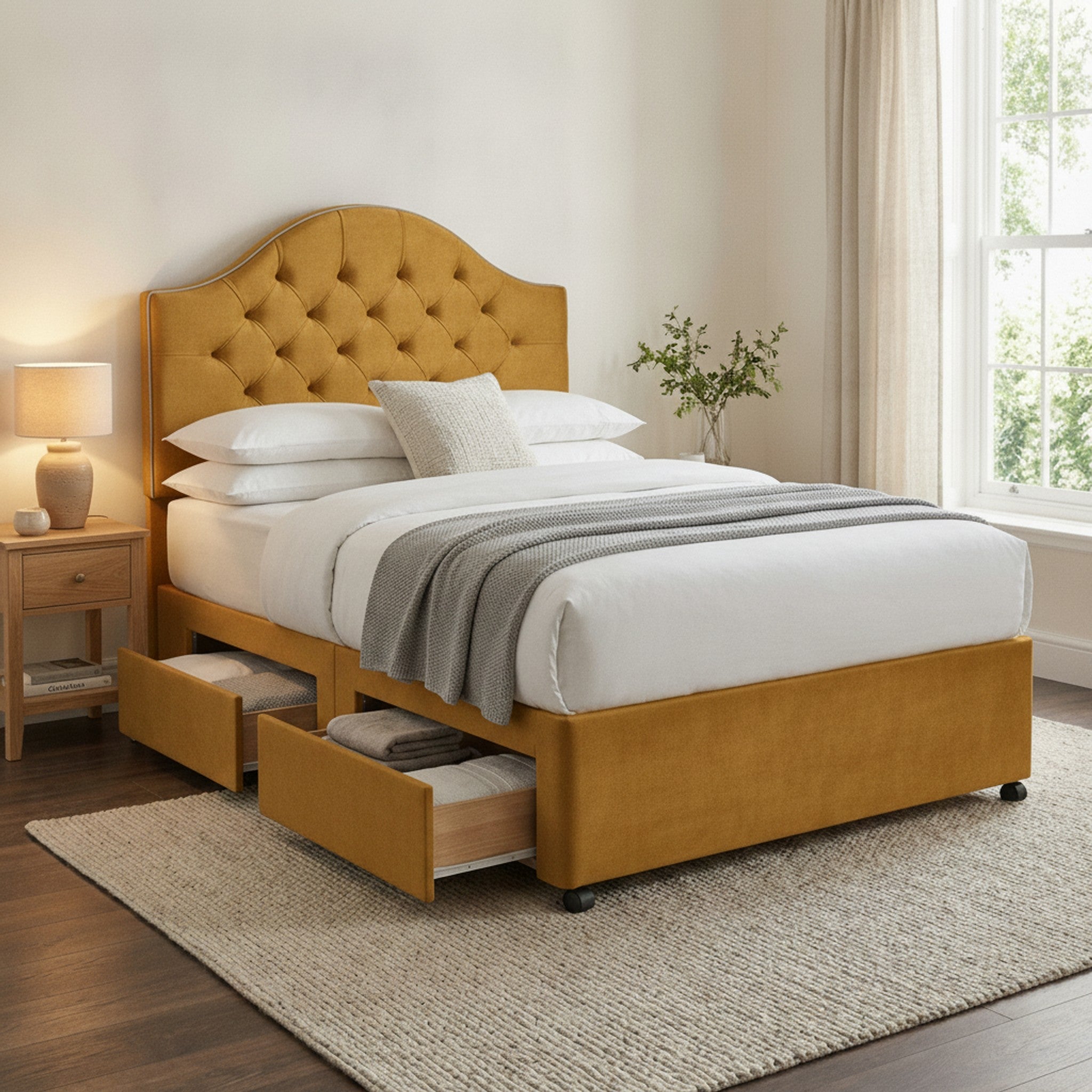 Artisan Divan Bed with Storage | Single, Double & King Size | 25 Fabric Colours