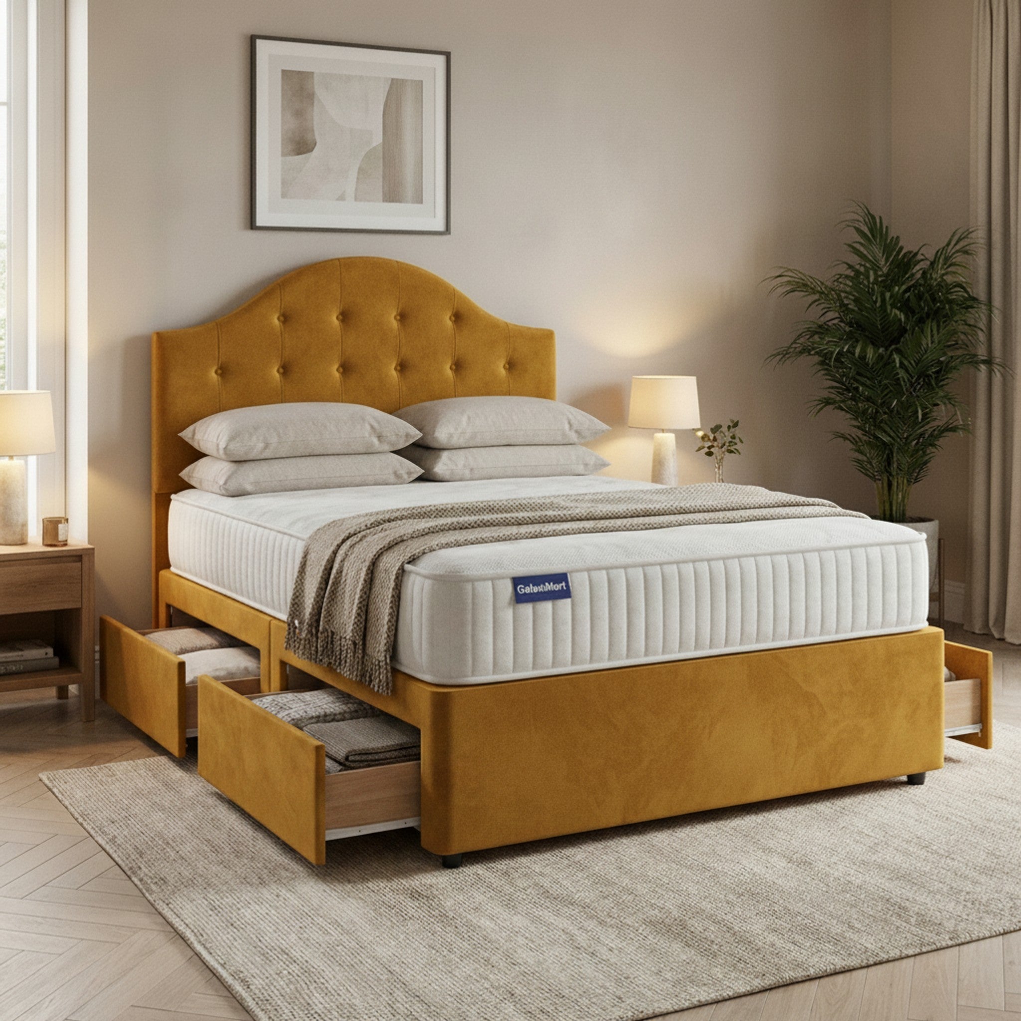 Artisan Divan Bed with Storage | Single, Double & King Size | 25 Fabric Colours