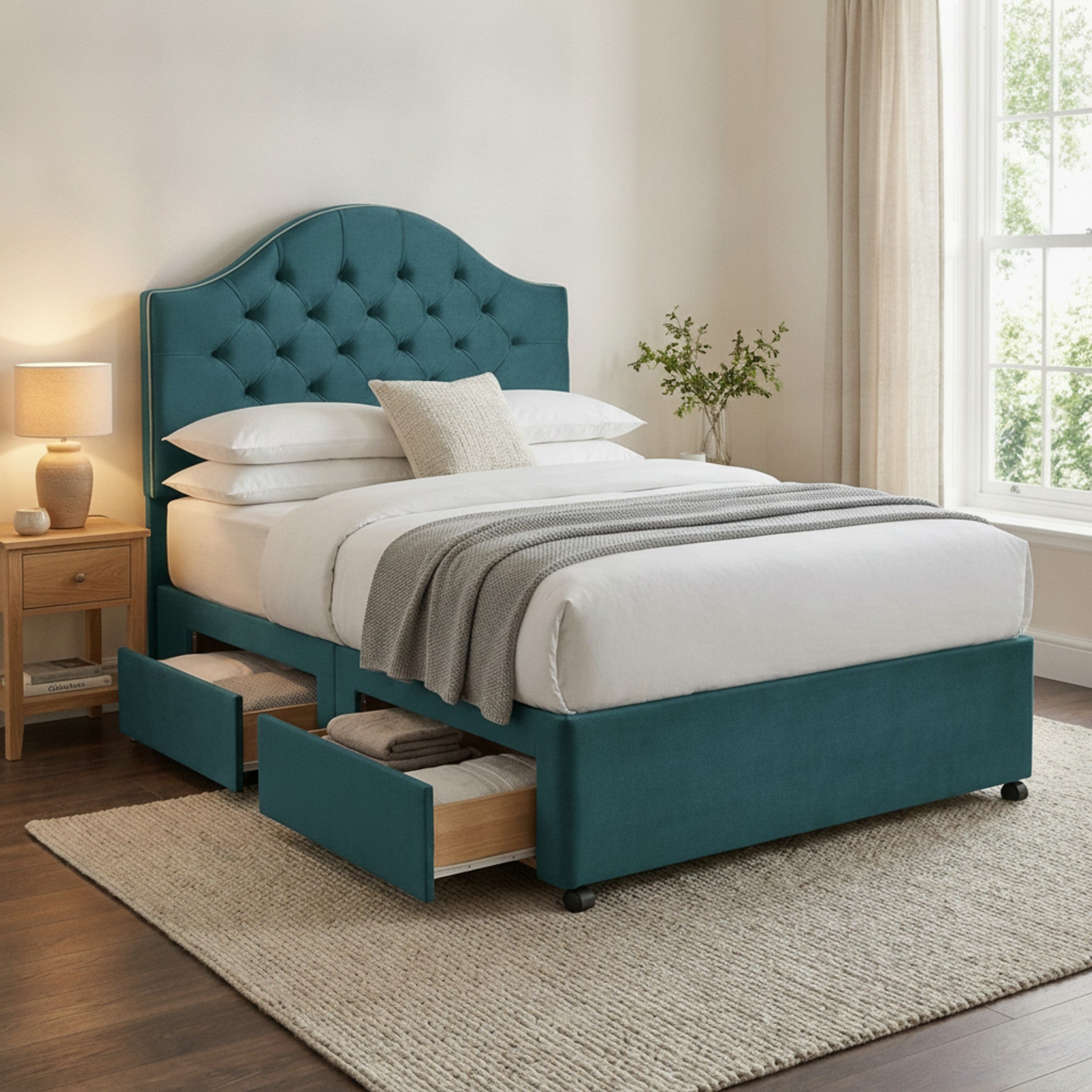 Artisan Divan Bed with Storage | Single, Double & King Size | 25 Fabric Colours
