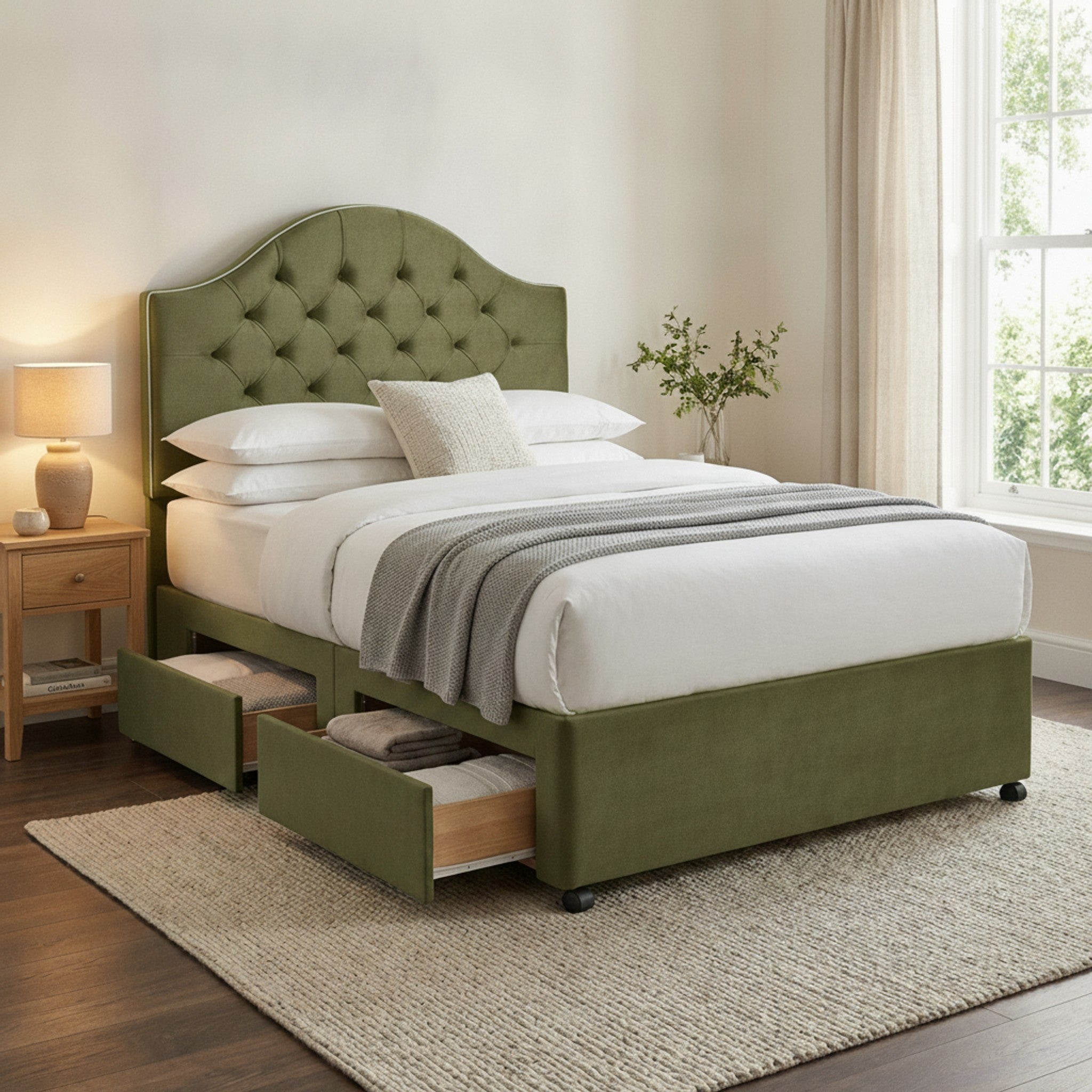 Artisan Divan Bed with Storage | Single, Double & King Size | 25 Fabric Colours