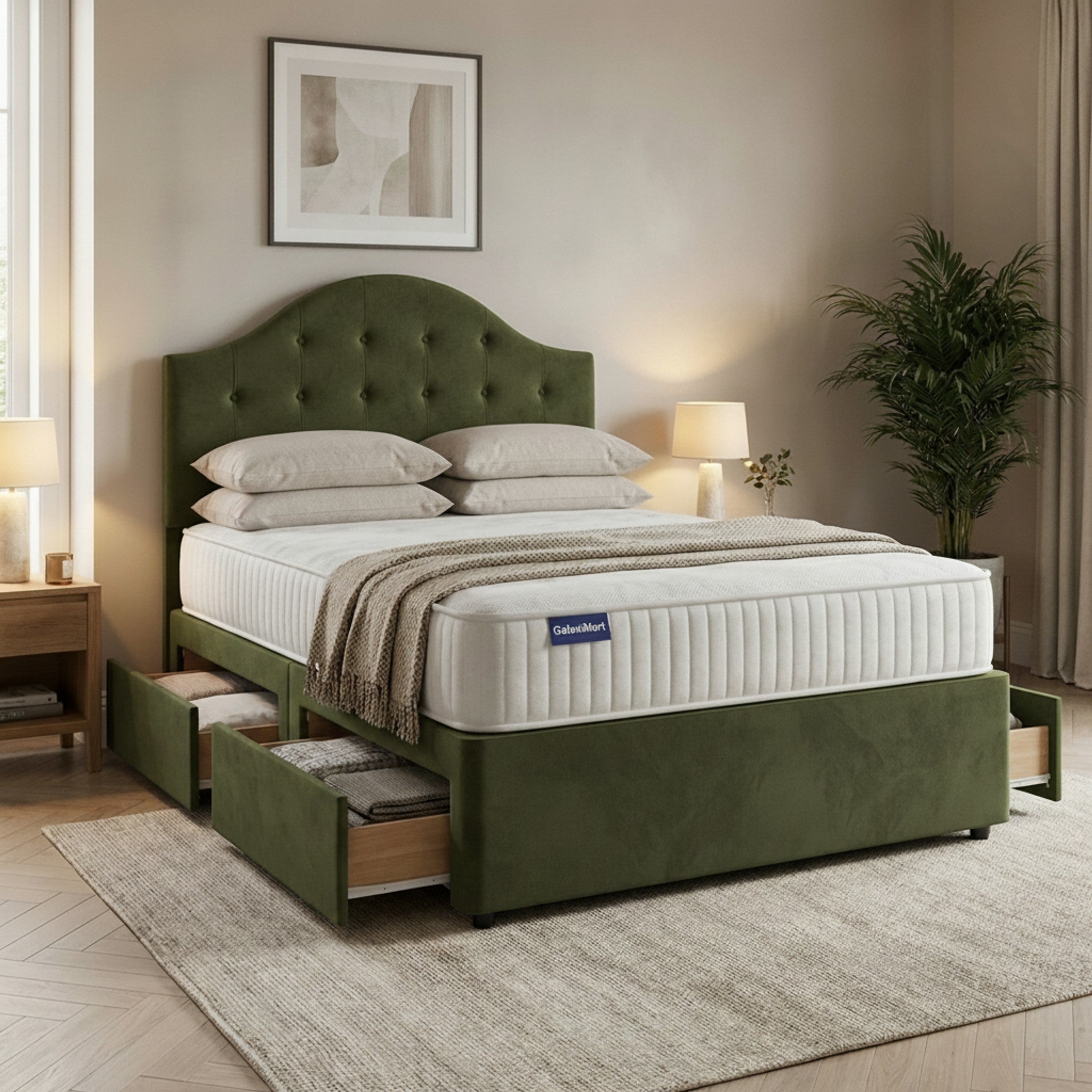 Artisan Divan Bed with Storage | Single, Double & King Size | 25 Fabric Colours