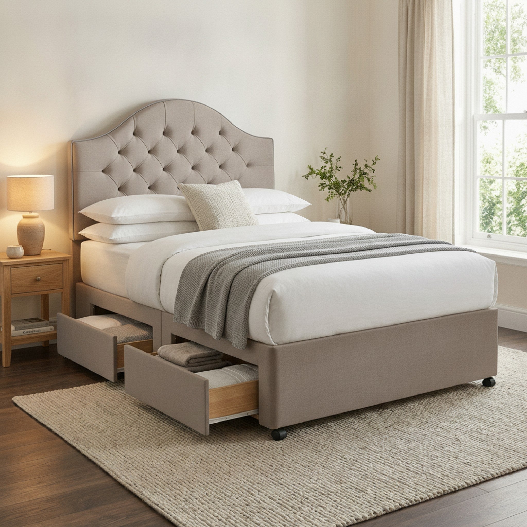 Artisan Divan Bed with Storage | Single, Double & King Size | 25 Fabric Colours