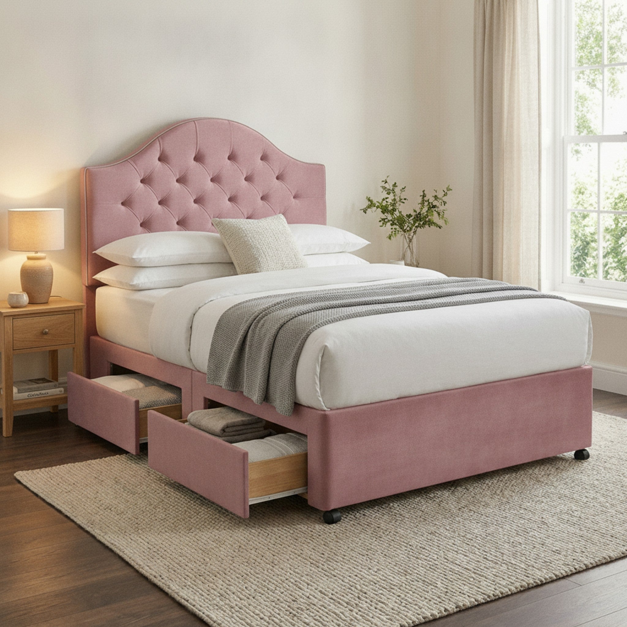 Artisan Divan Bed with Storage | Single, Double & King Size | 25 Fabric Colours