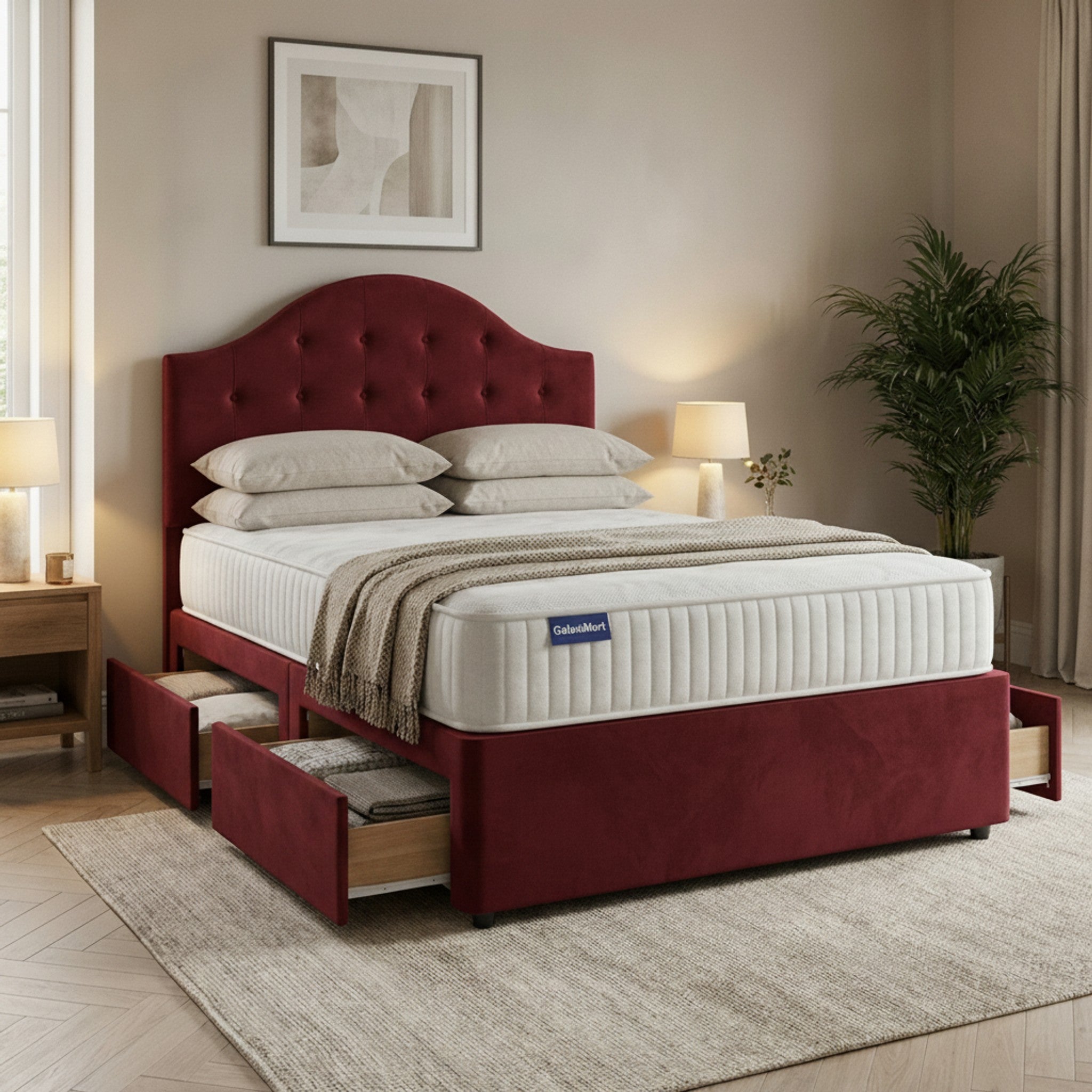 Artisan Divan Bed with Storage | Single, Double & King Size | 25 Fabric Colours
