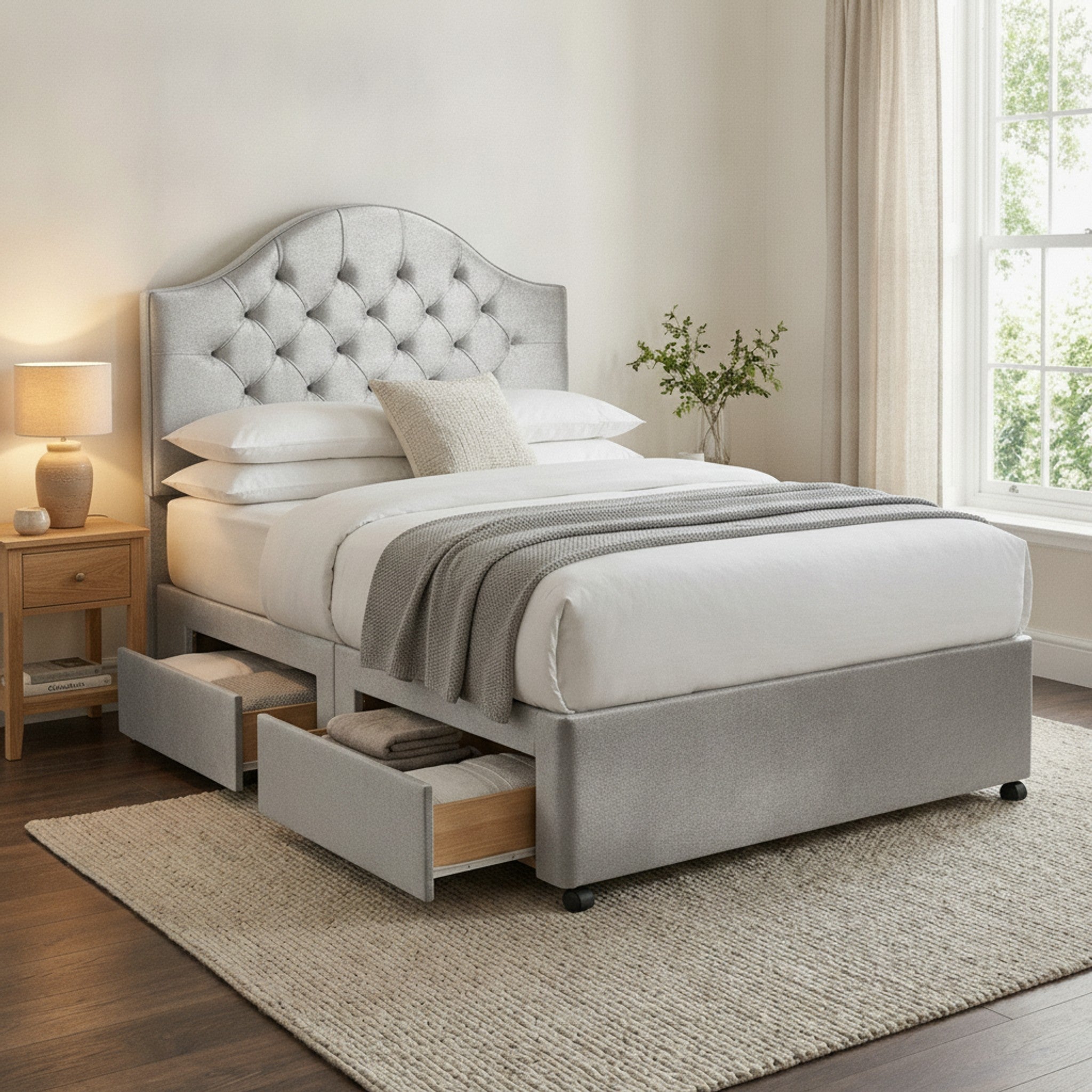 Artisan Divan Bed with Storage | Single, Double & King Size | 25 Fabric Colours
