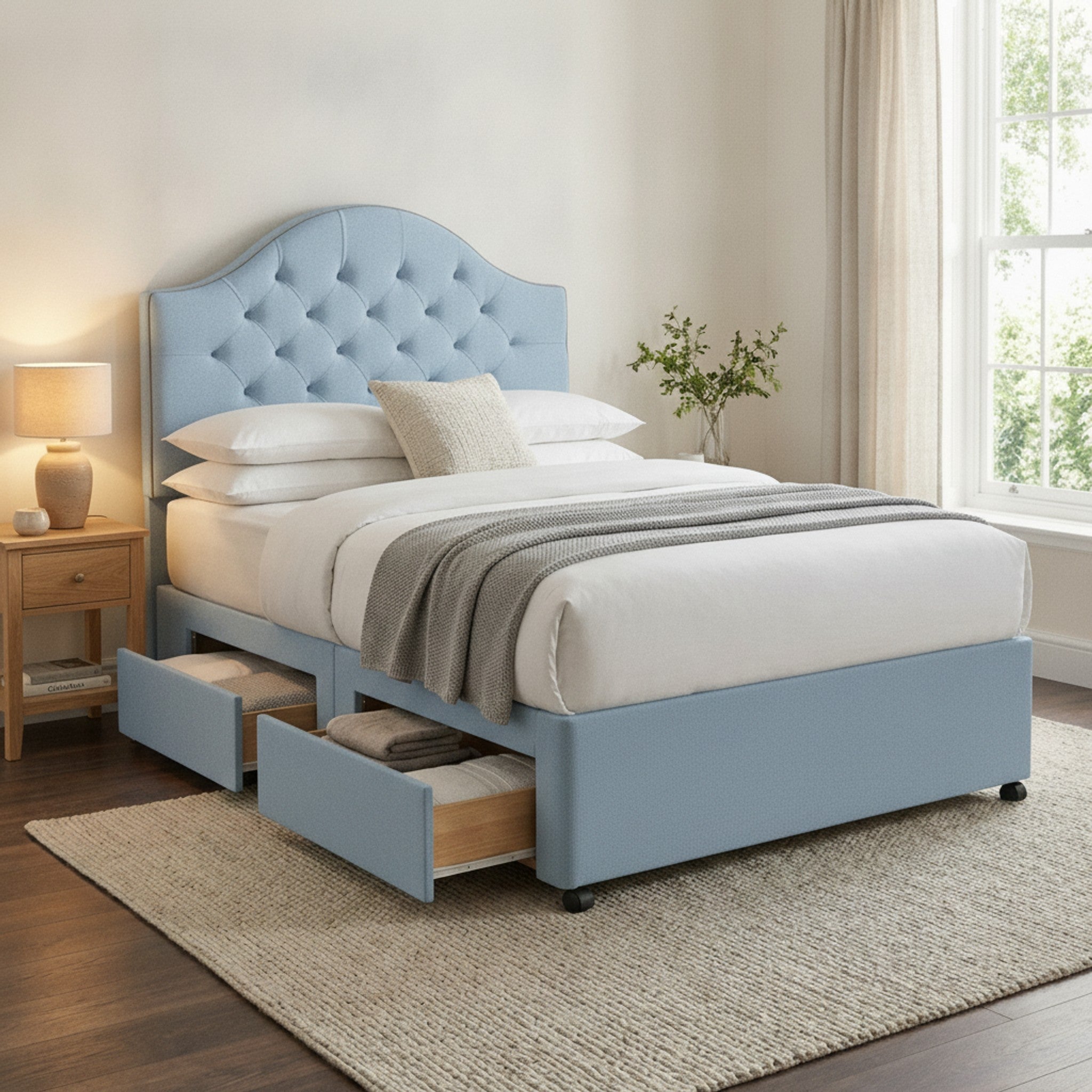 Artisan Divan Bed with Storage | Single, Double & King Size | 25 Fabric Colours