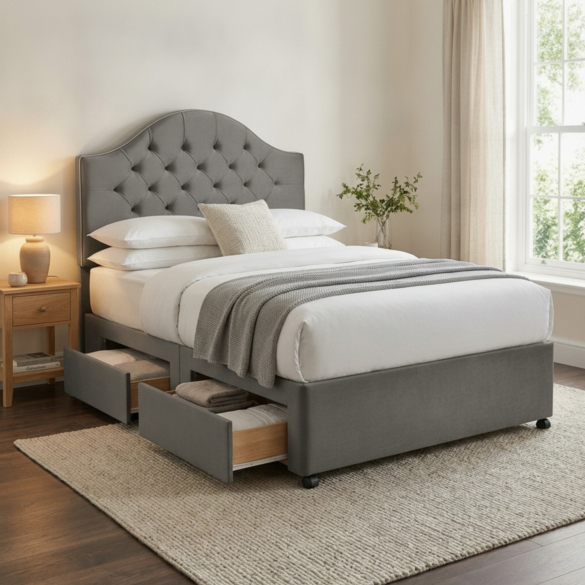 Artisan Divan Bed with Storage | Single, Double & King Size | 25 Fabric Colours
