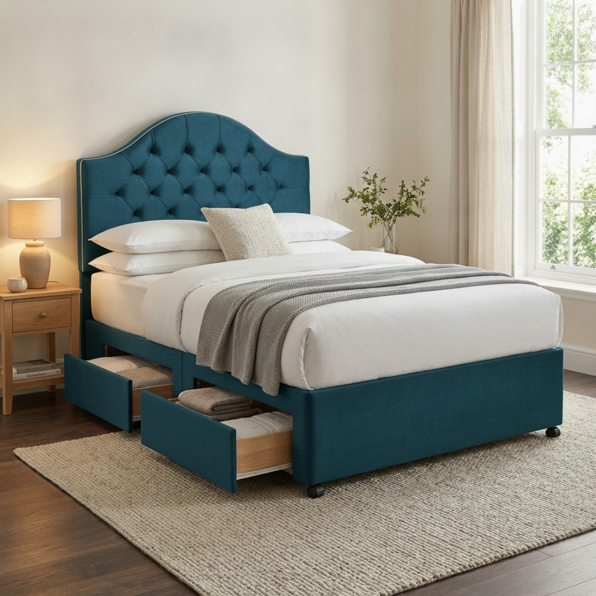 Artisan Divan Bed with Storage | Single, Double & King Size | 25 Fabric Colours