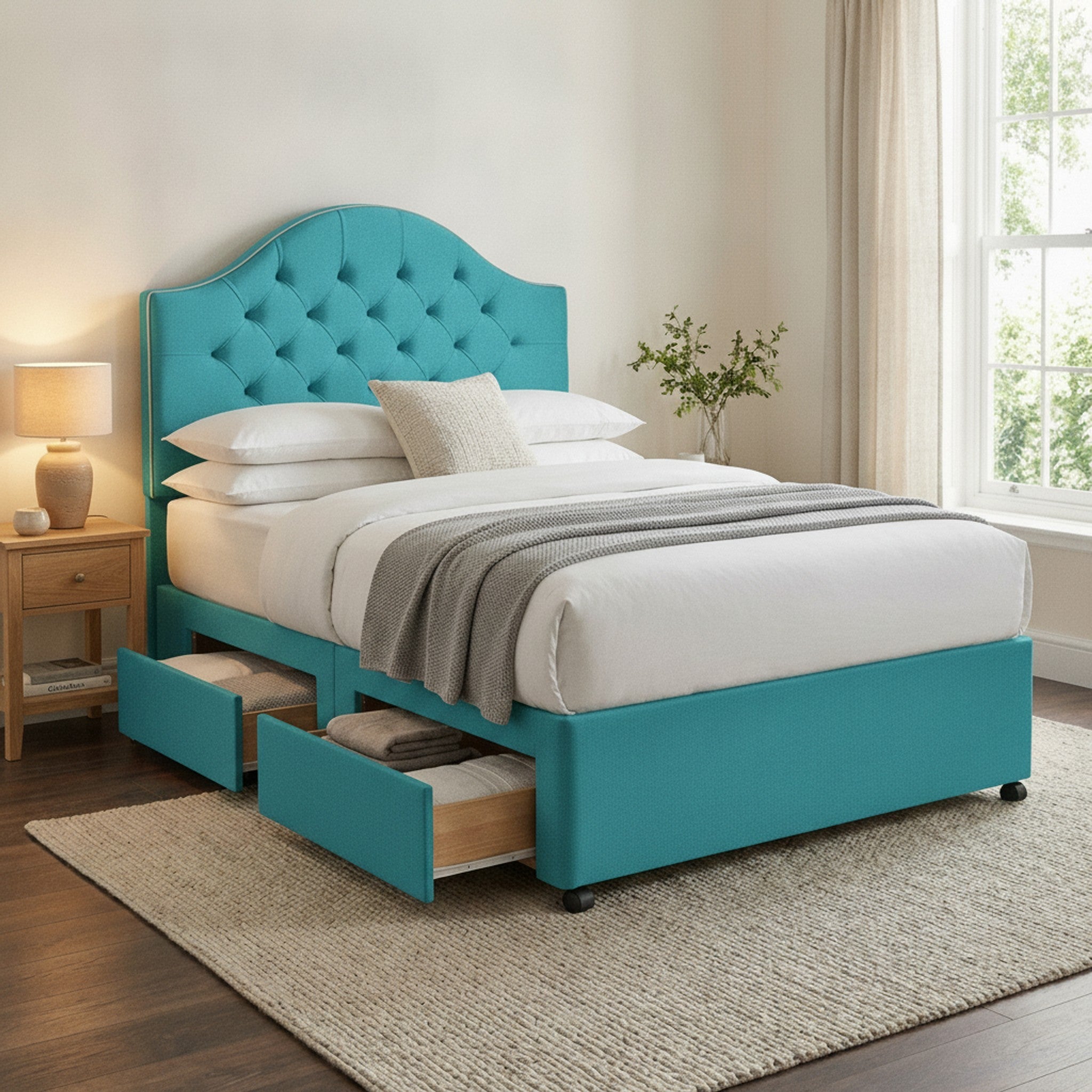 Artisan Divan Bed with Storage | Single, Double & King Size | 25 Fabric Colours