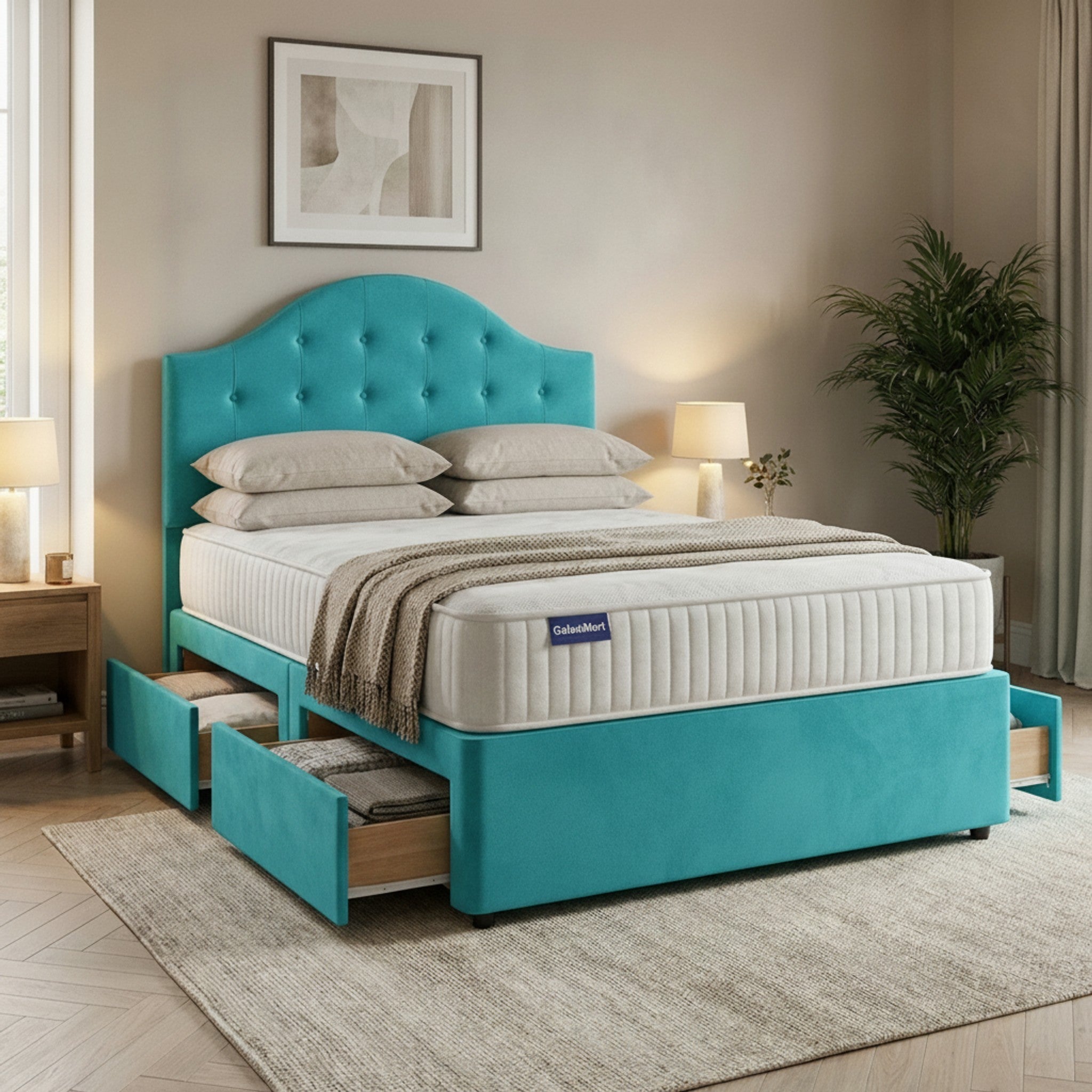 Artisan Divan Bed with Storage | Single, Double & King Size | 25 Fabric Colours