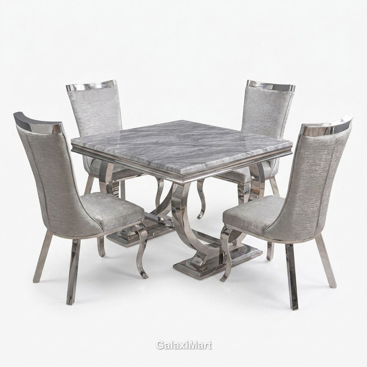 Ariana 180cm Grey Marble Dining Set — Silver Miami Chairs