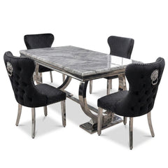Ariana Grey 200cm Marble Dining Set — Valentino Velvet Chairs