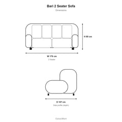Bari Grey 2 Seater Sofa