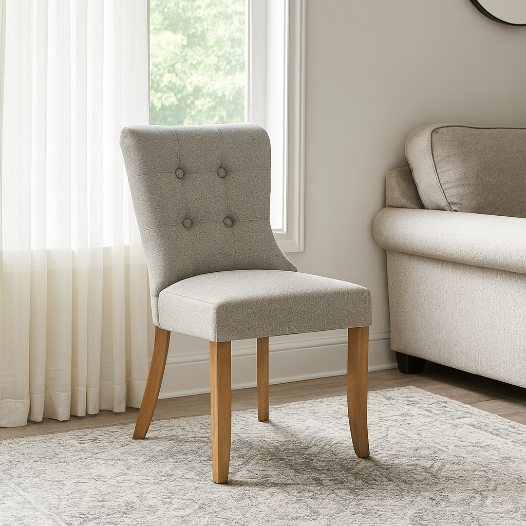 Bentley Beige Chair (Oak Legs)