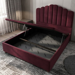 Claret Berkshire Ottoman Bed with Gas-Lift Storage