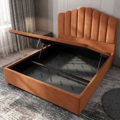 Burnt Orange Berkshire Ottoman Bed with Gas-Lift Storage