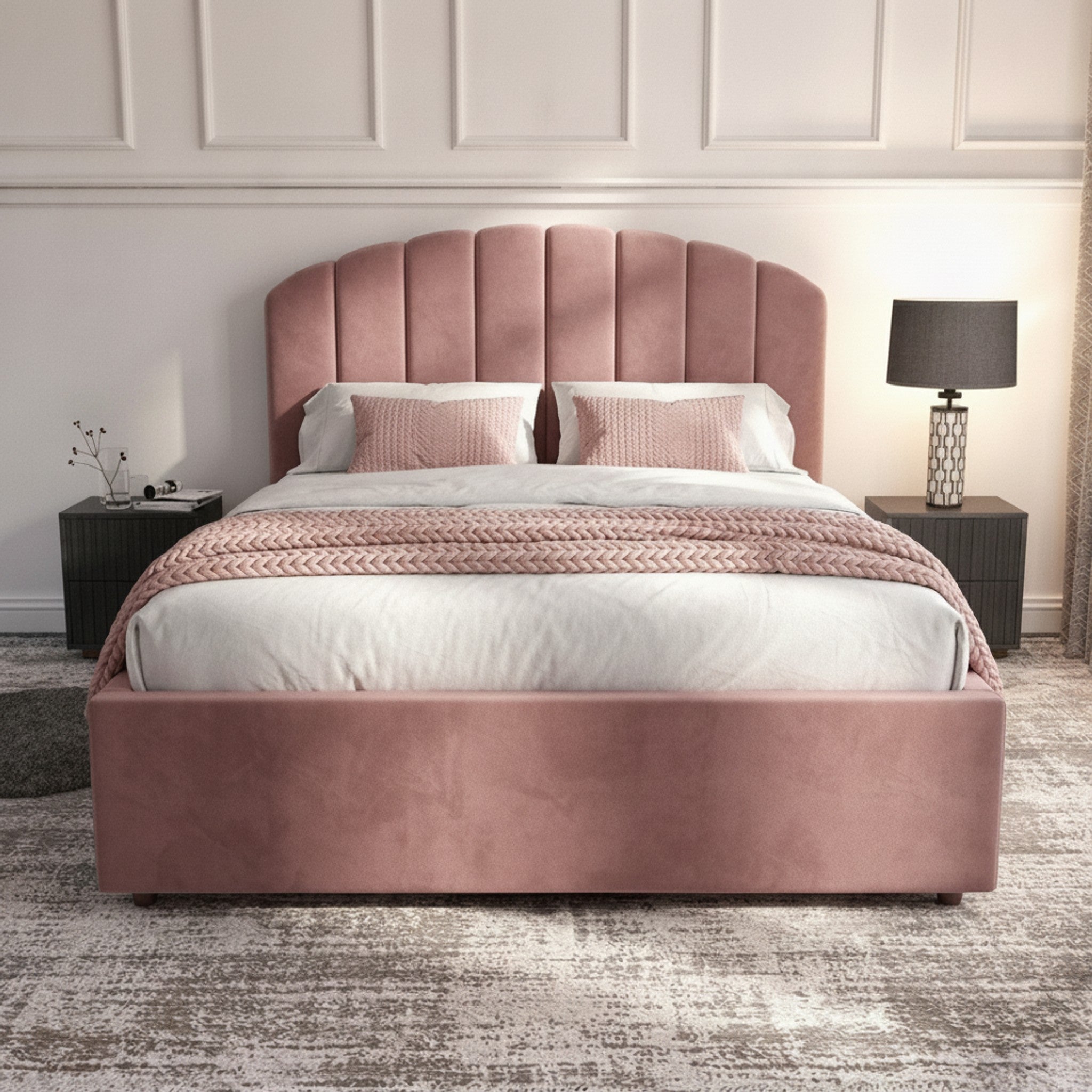 Cerise Berkshire Ottoman Bed - Gas-Lift Storage