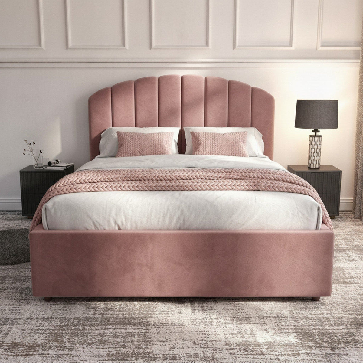 Cerise Berkshire Ottoman Bed - Gas-Lift Storage