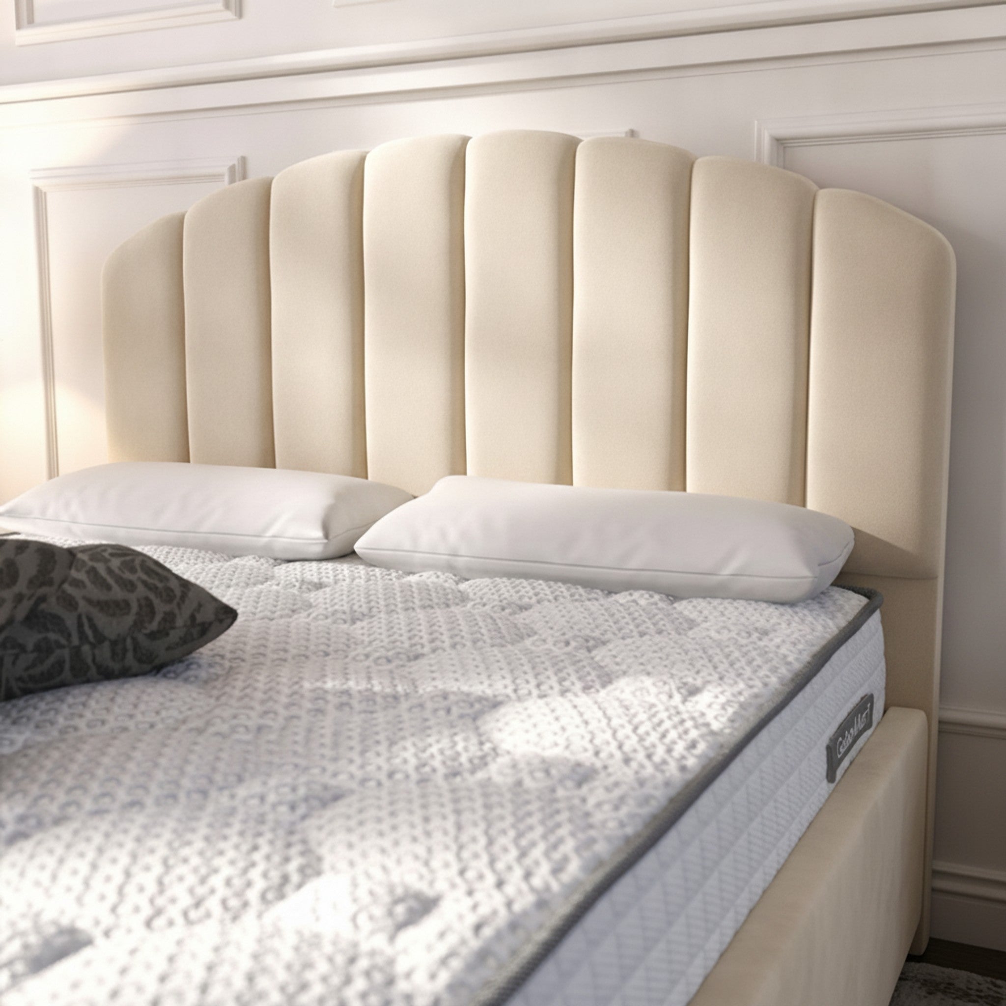 Cream Berkshire Ottoman Bed with Gas-Lift Storage