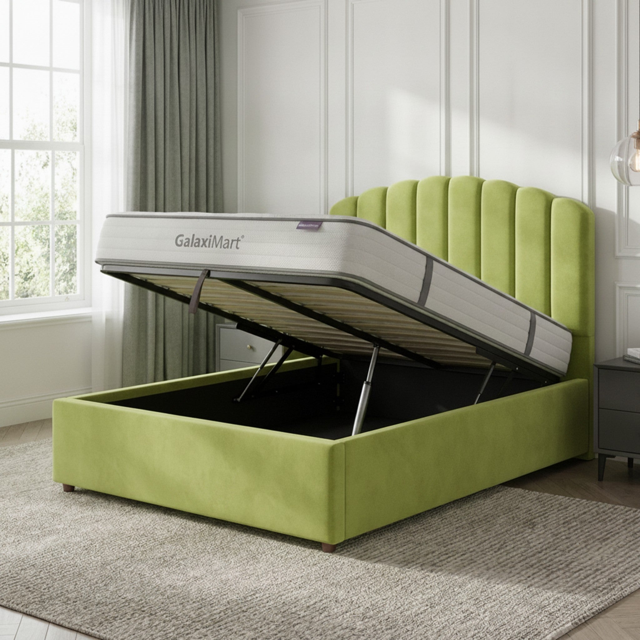 Berkshire Lime Ottoman Bed - Gas-Lift Storage & Style