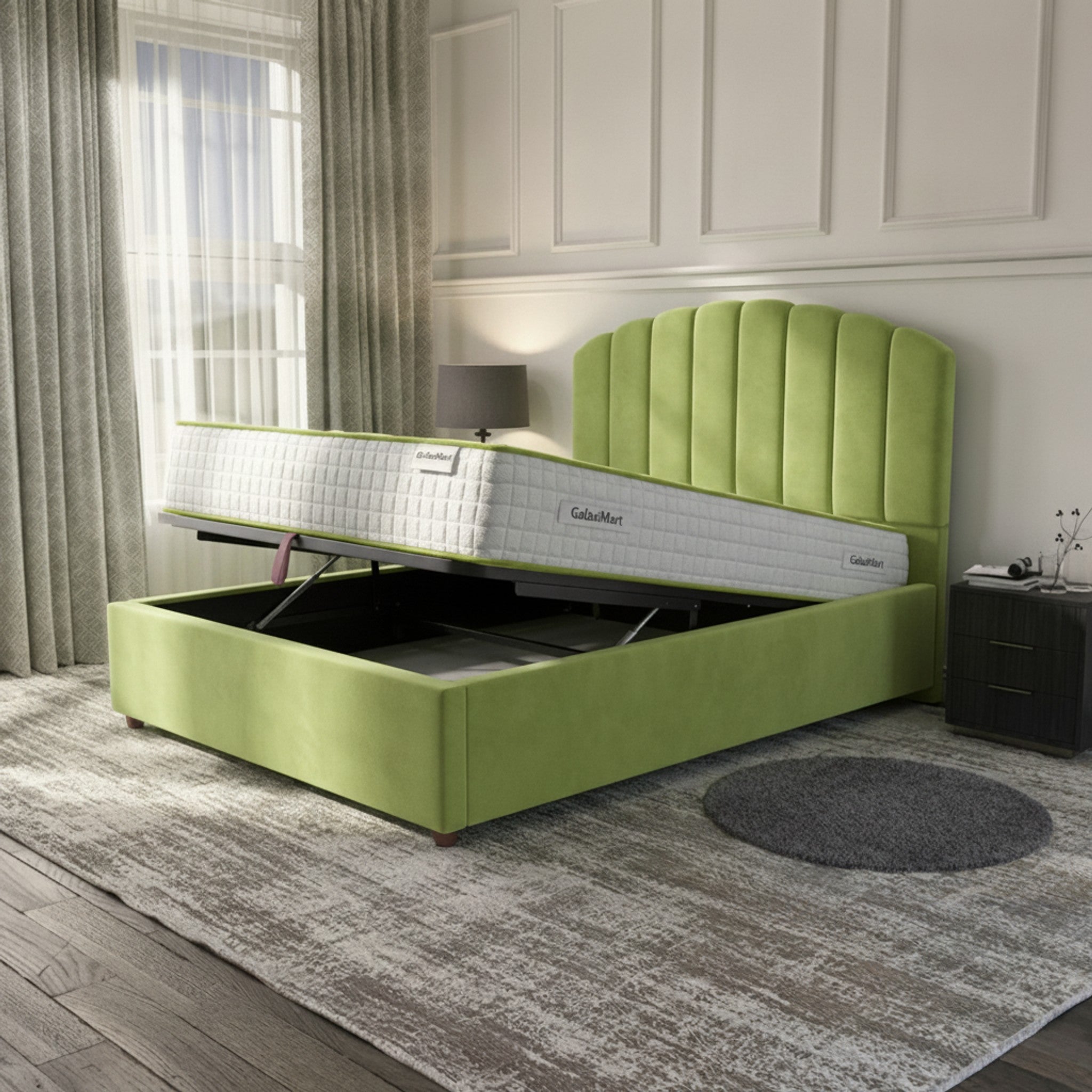 Berkshire Lime Ottoman Bed - Gas-Lift Storage & Style
