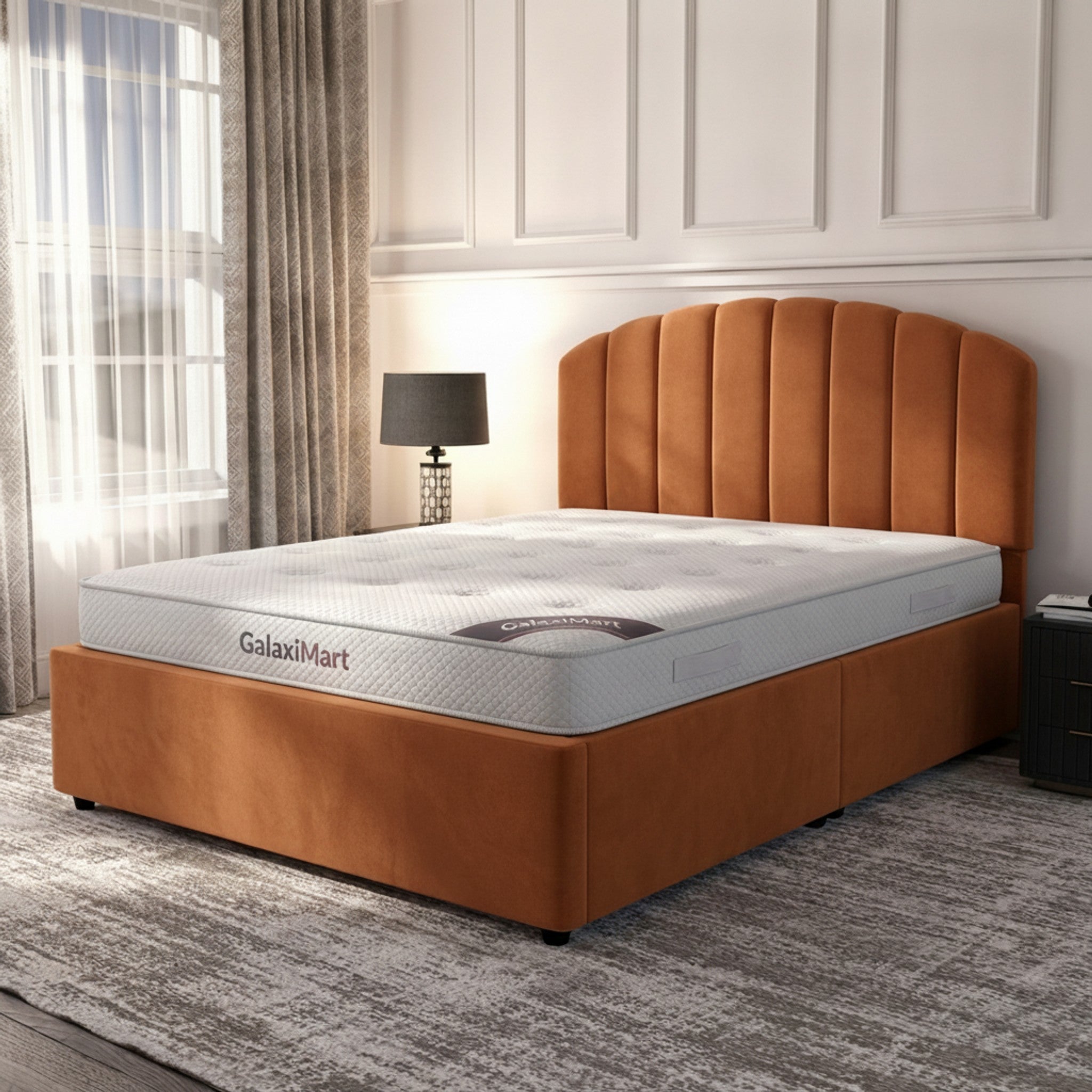 Burnt Orange Berkshire Ottoman Bed with Gas-Lift Storage