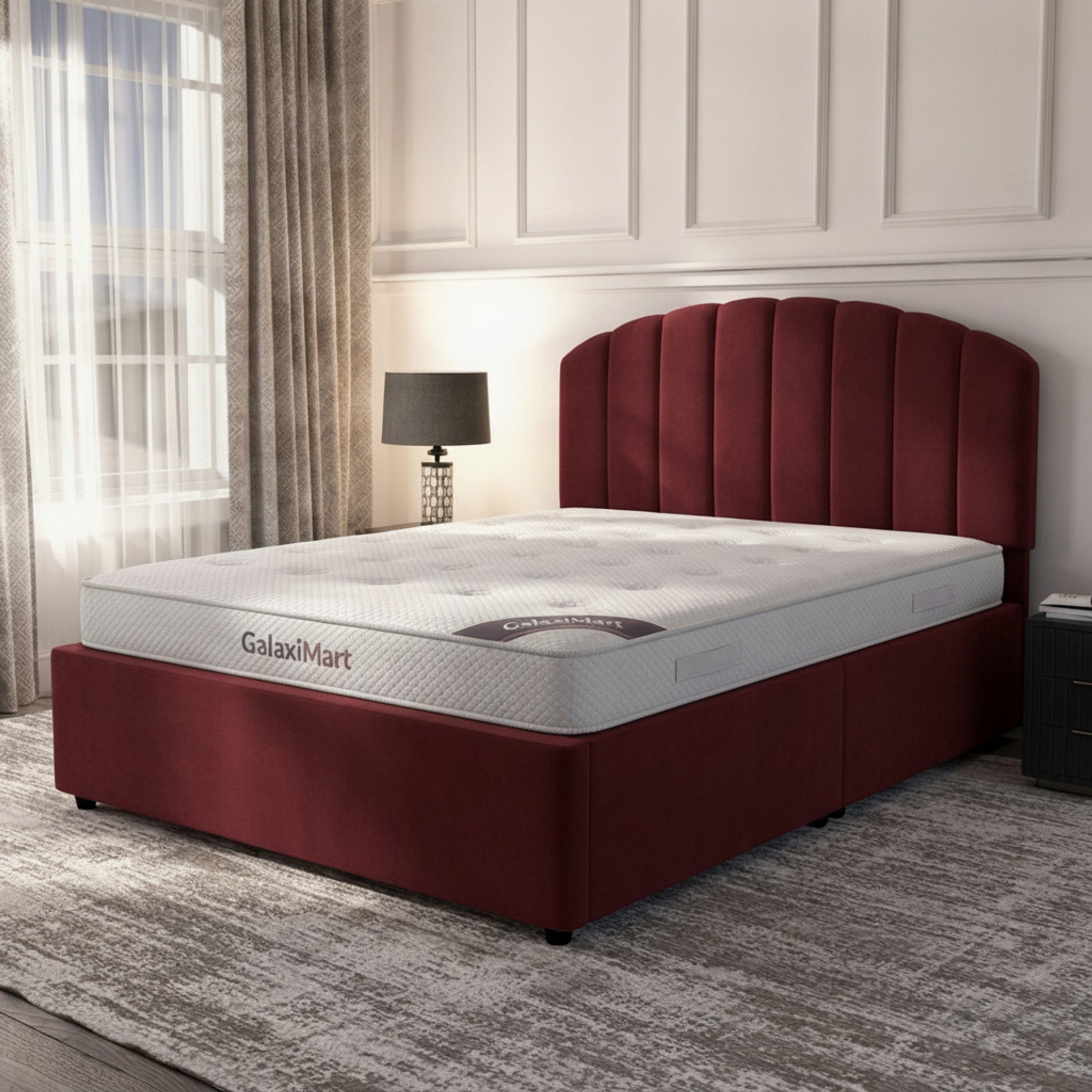 Claret Berkshire Ottoman Bed with Gas-Lift Storage