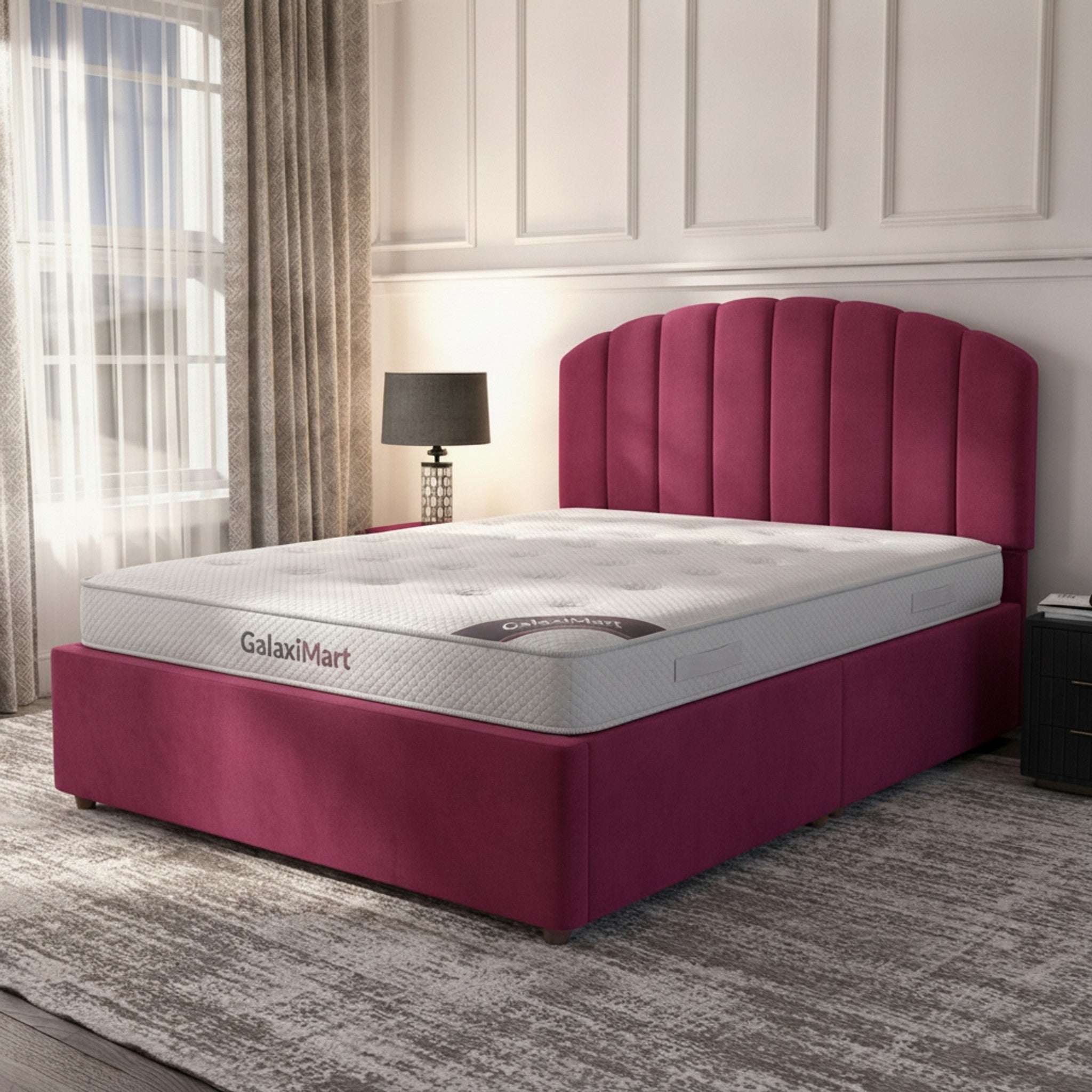 Cerise Berkshire Ottoman Bed - Gas-Lift Storage