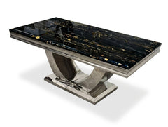 Ariel Black & Gold Marble & Chrome Coffee Table