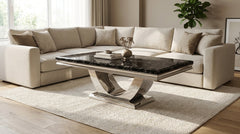 Ariel Black Marble & Chrome Coffee Table