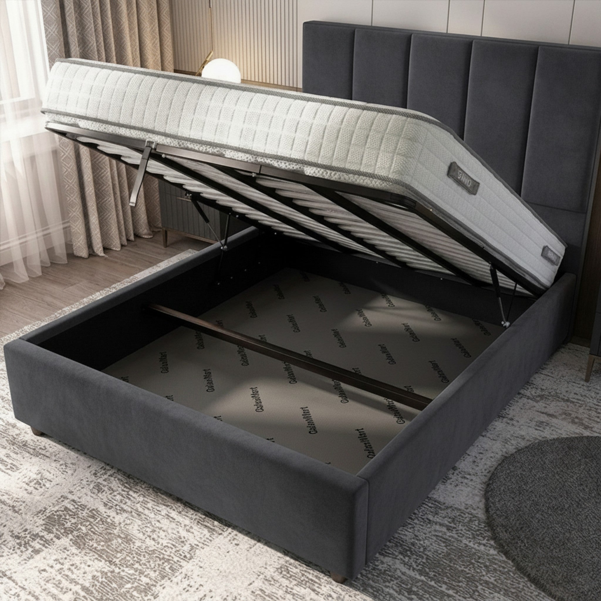 Bristol Ottoman Bed - Steel | Gas-Lift Storage