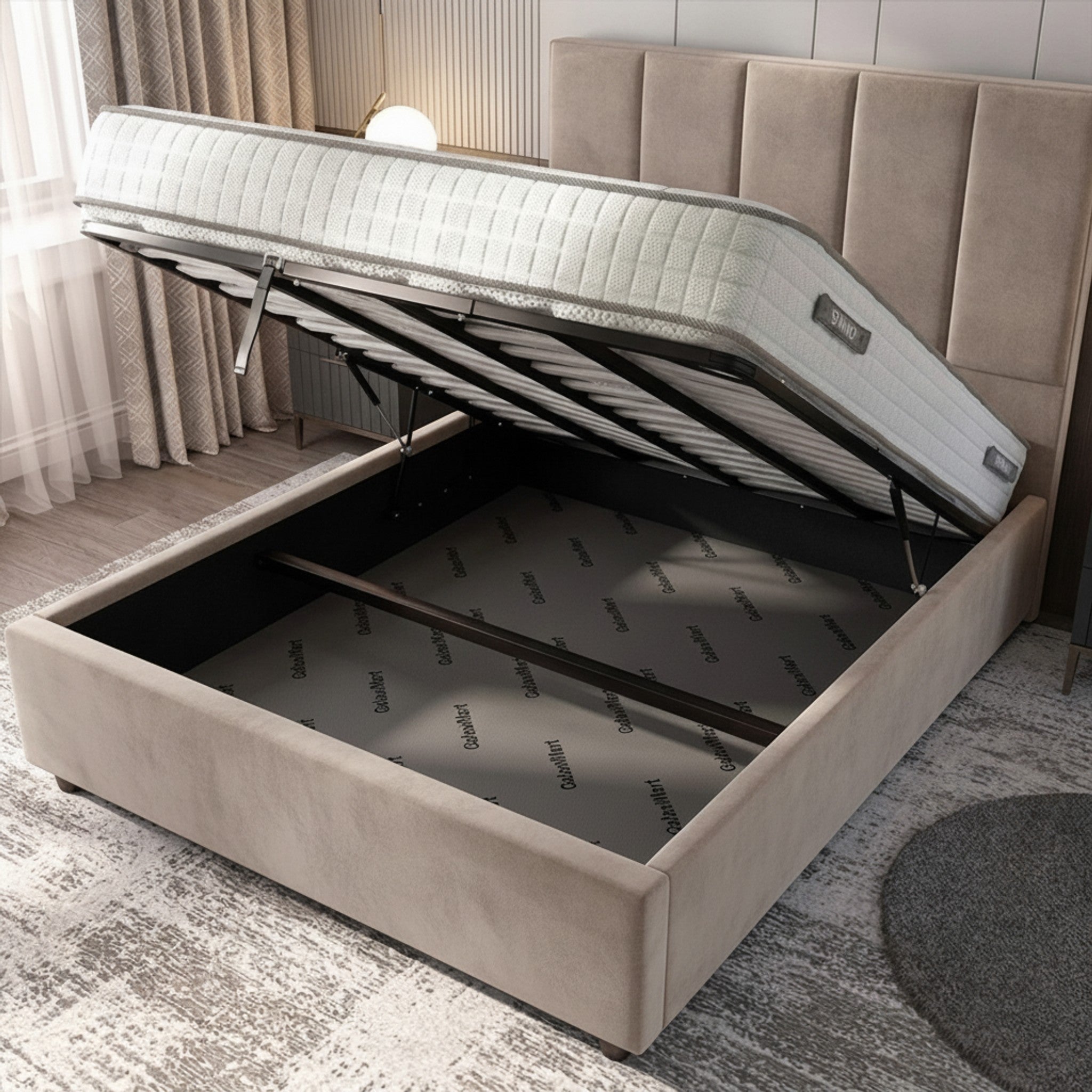 Bristol Pebble Ottoman Bed with Gas-Lift Storage