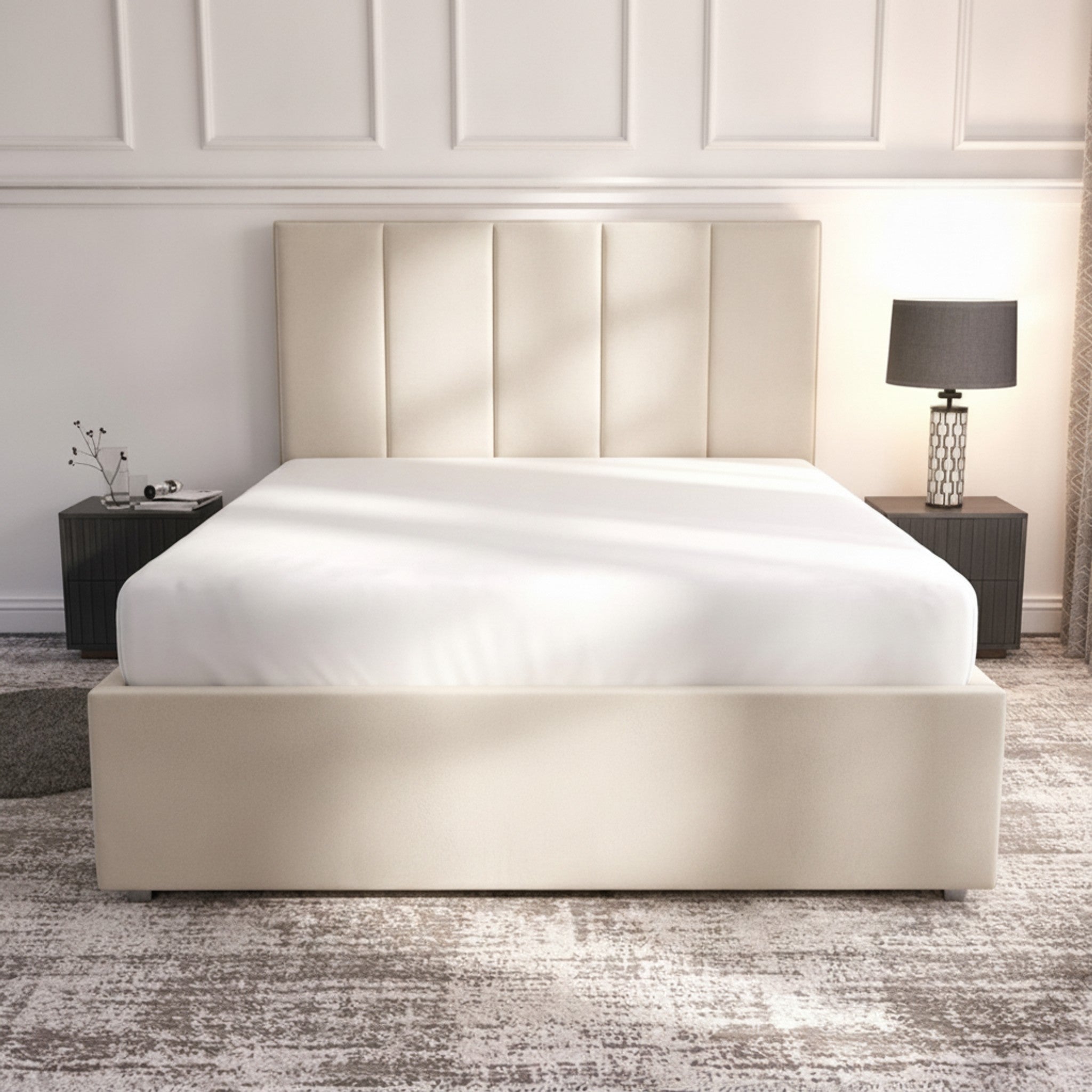 Bristol Cream Ottoman Bed with Gas-Lift Storage