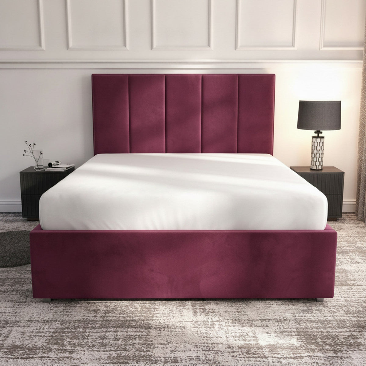 Bristol Ottoman Bed - Cerise | Gas-Lift Storage